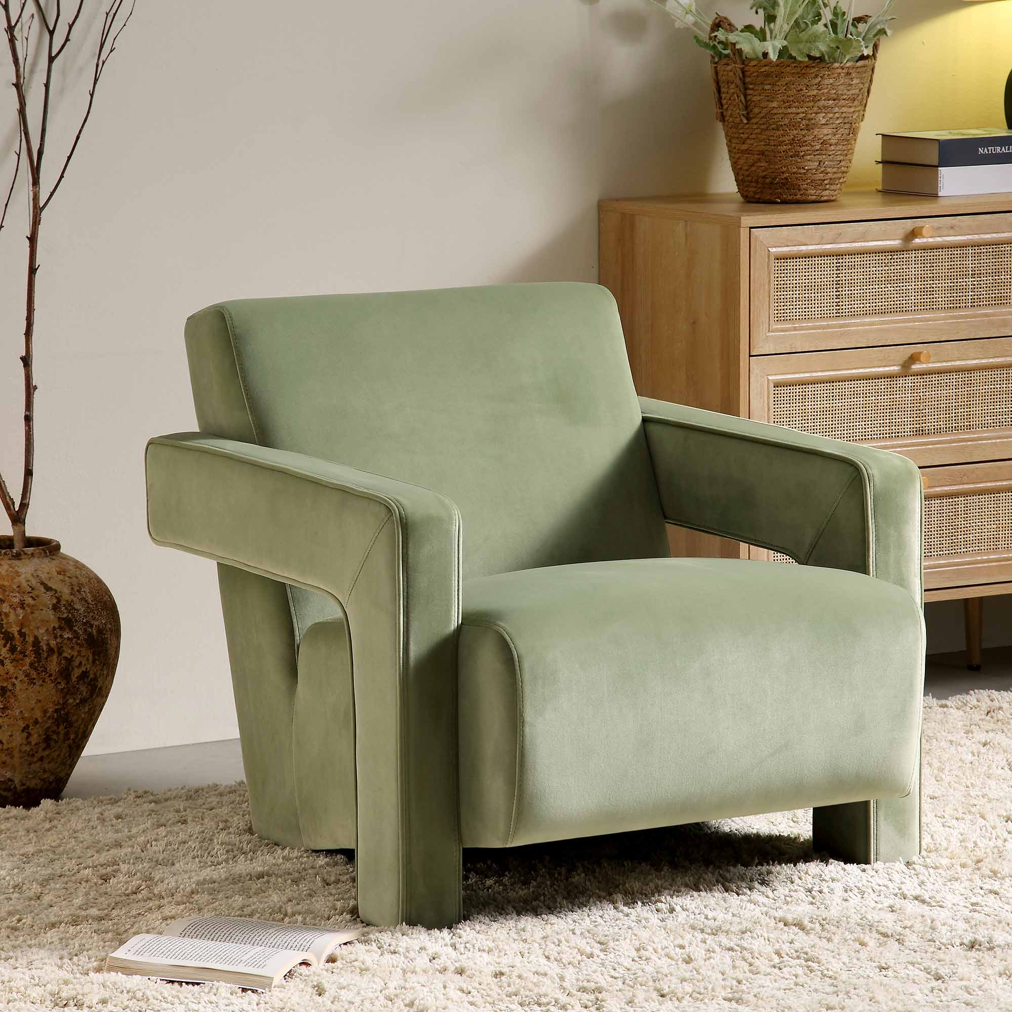 brompton sculptural armchair, lichen velvet brompton sculptural armchair, lichen velvet