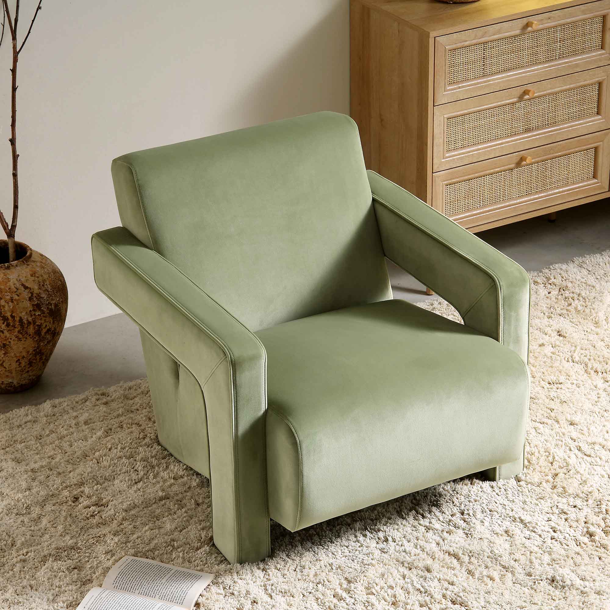brompton sculptural armchair, lichen velvet brompton sculptural armchair, lichen velvet