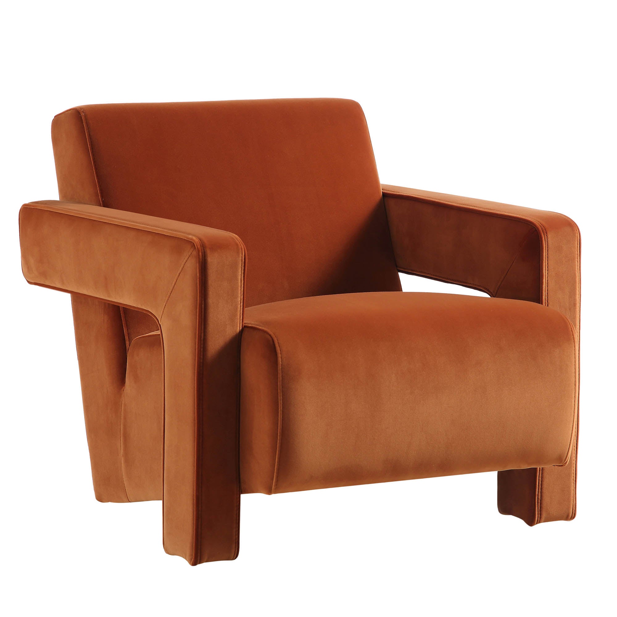 brompton sculptural armchair, rust velvet brompton sculptural armchair, rust velvet
