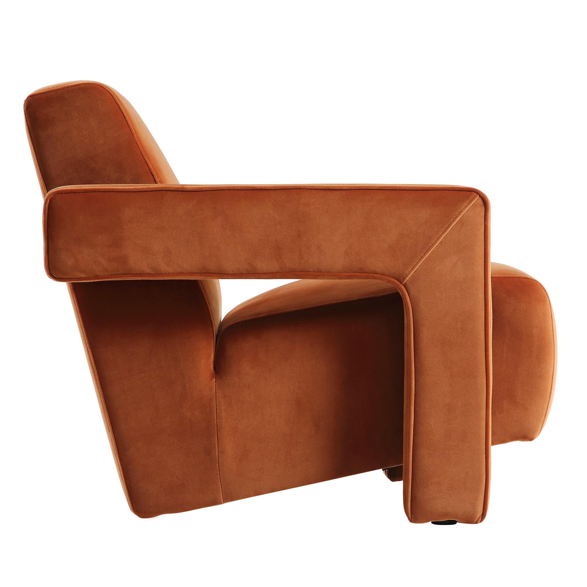 brompton sculptural armchair, rust velvet brompton sculptural armchair, rust velvet