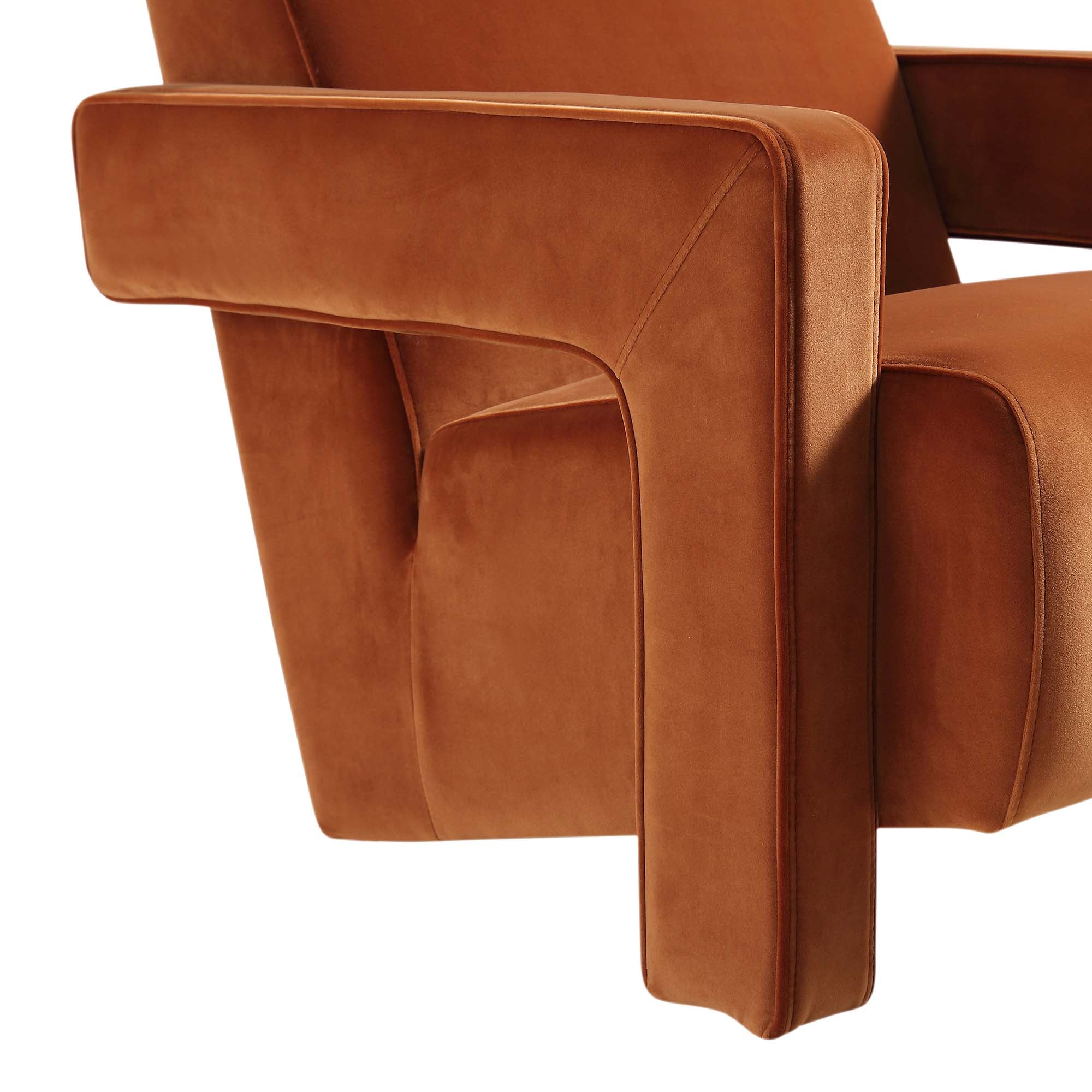 brompton sculptural armchair, rust velvet brompton sculptural armchair, rust velvet