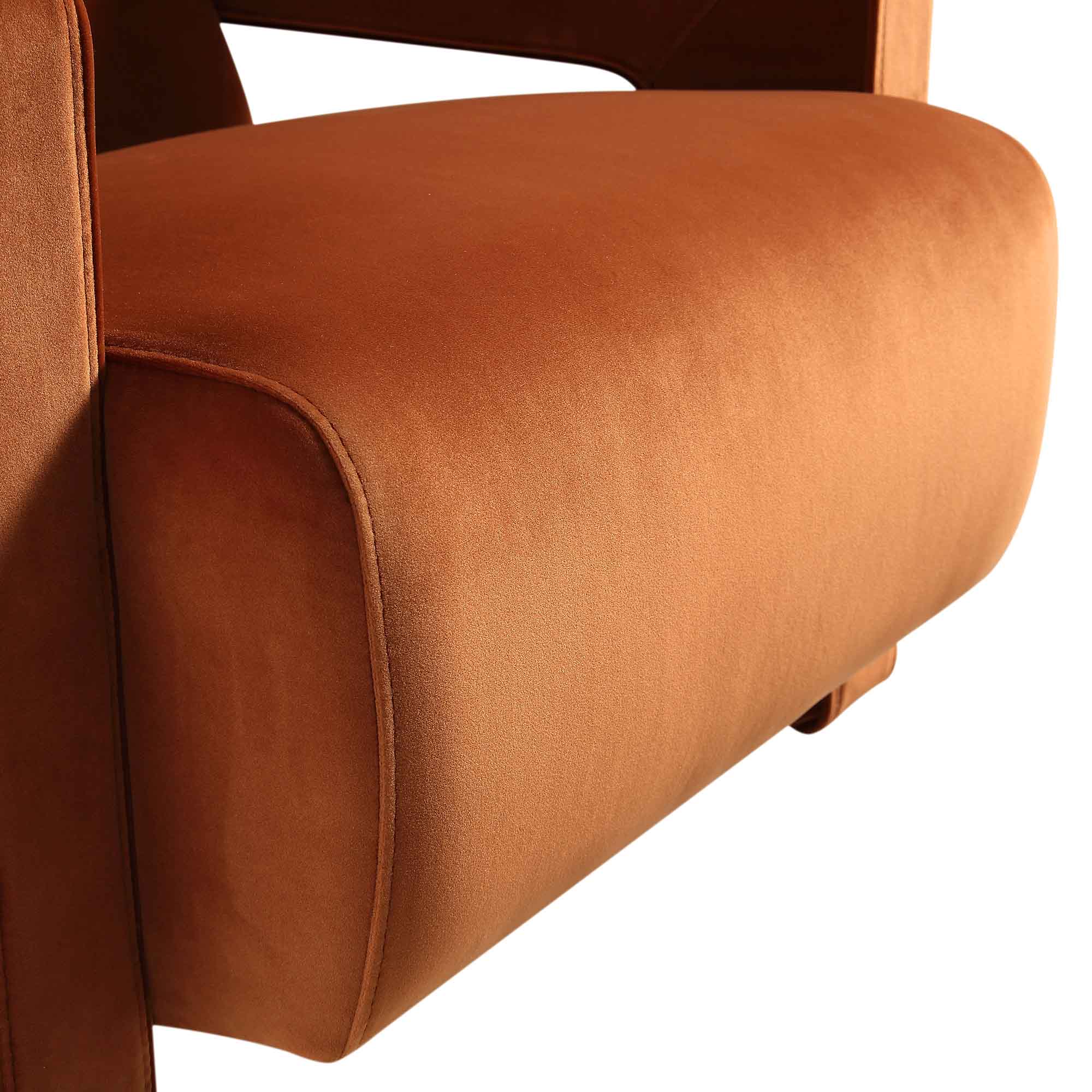 brompton sculptural armchair, rust velvet brompton sculptural armchair, rust velvet