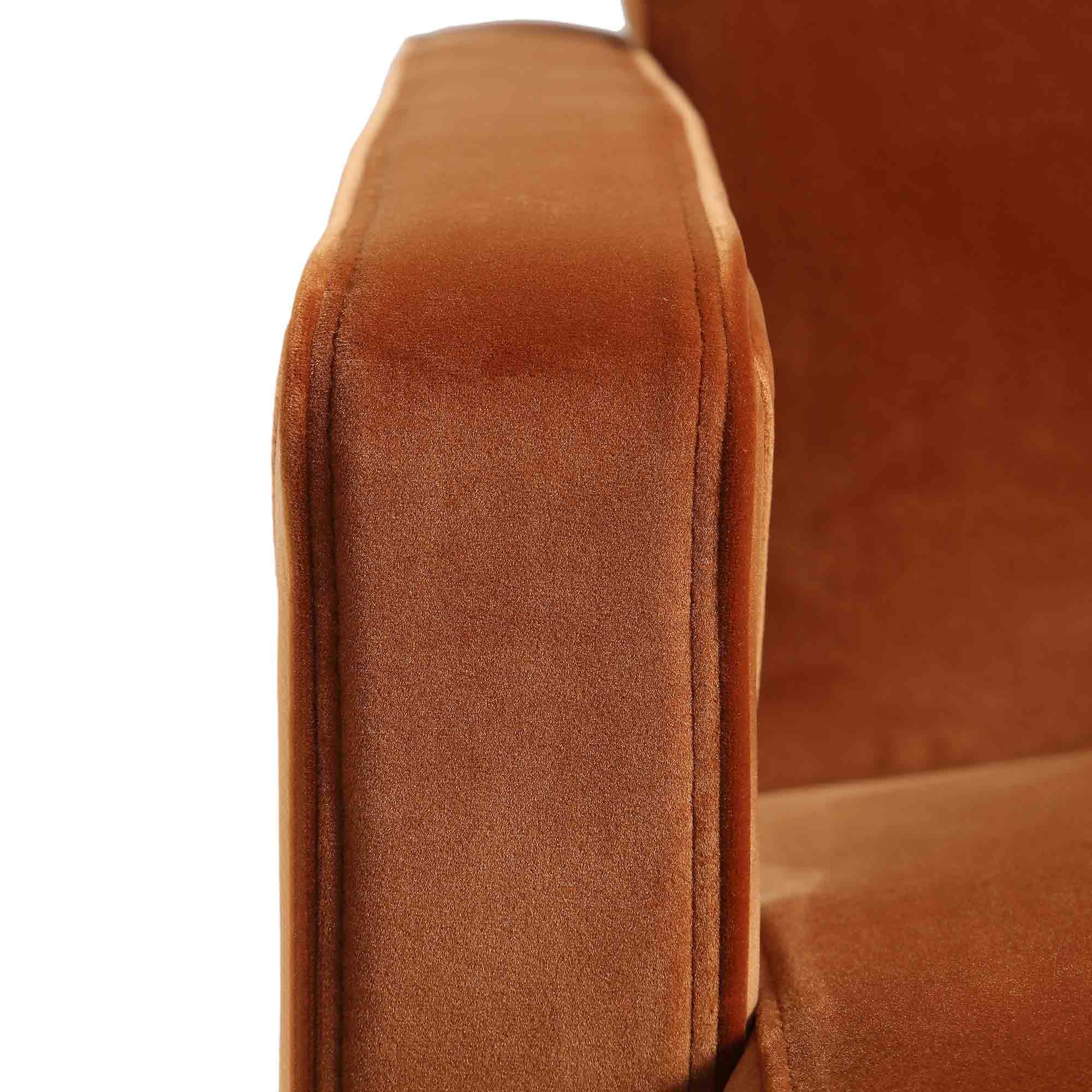 brompton sculptural armchair, rust velvet brompton sculptural armchair, rust velvet