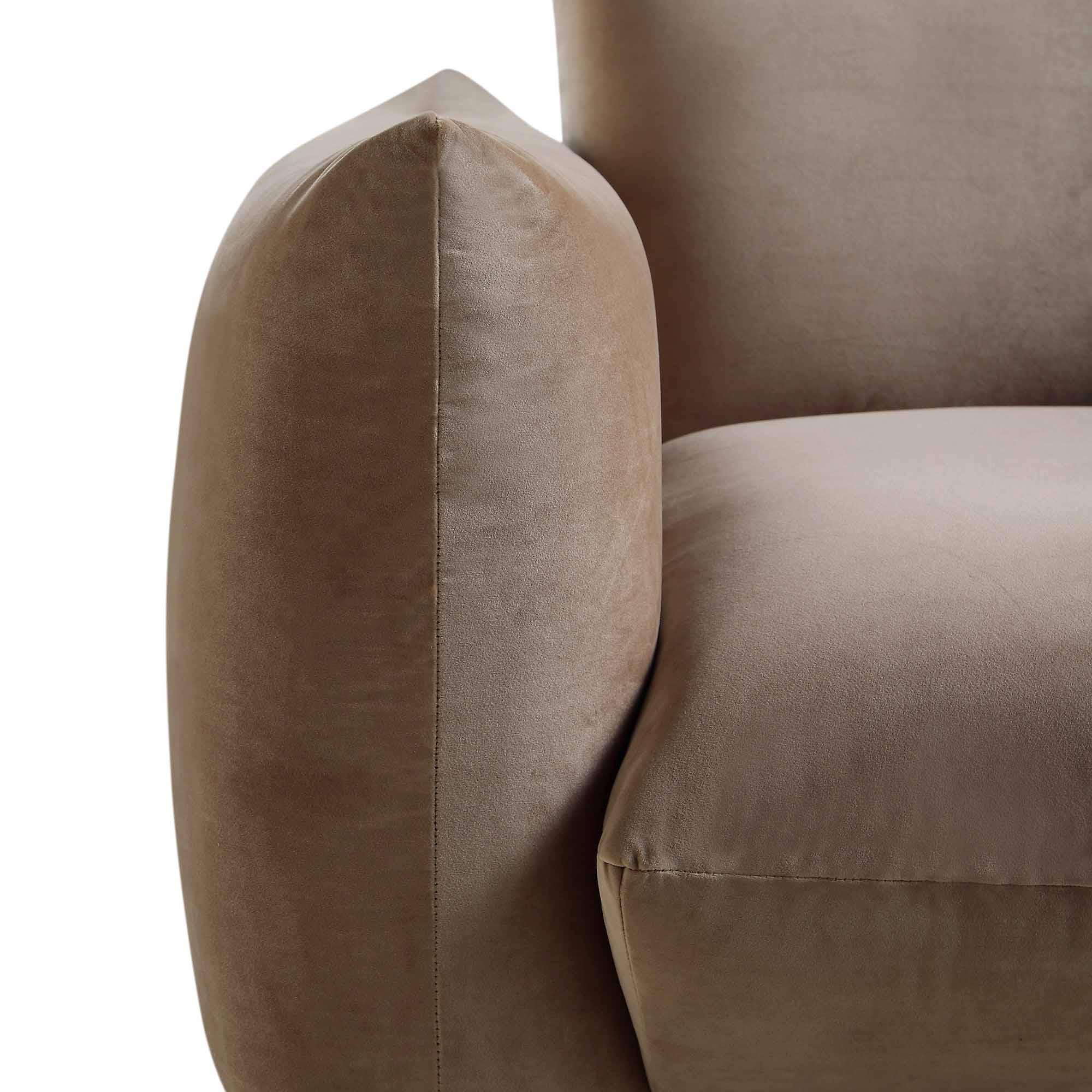 gianni armchair, mink velvet gianni armchair, mink velvet