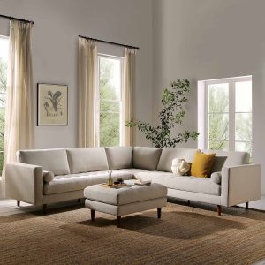 henrietta 5+seater corner sofa, beige woven fabric