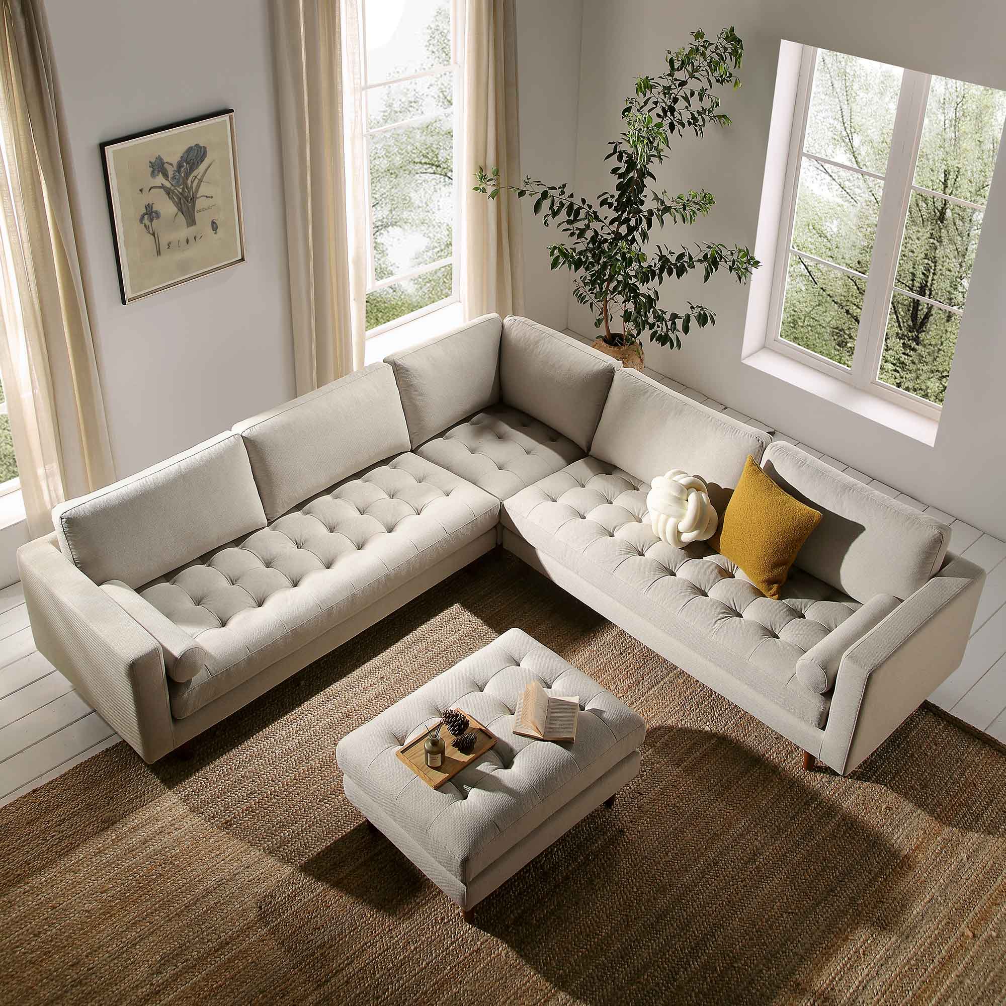 henrietta 5+seater corner sofa, beige woven fabric henrietta 5+seater corner sofa, beige woven fabric