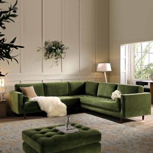 henrietta 5+seater corner sofa, moss green velvet