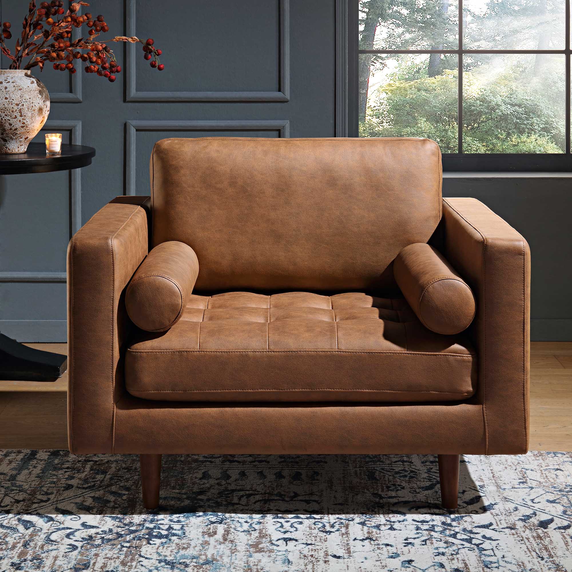 henrietta armchair, tan faux suede henrietta armchair, tan faux suede