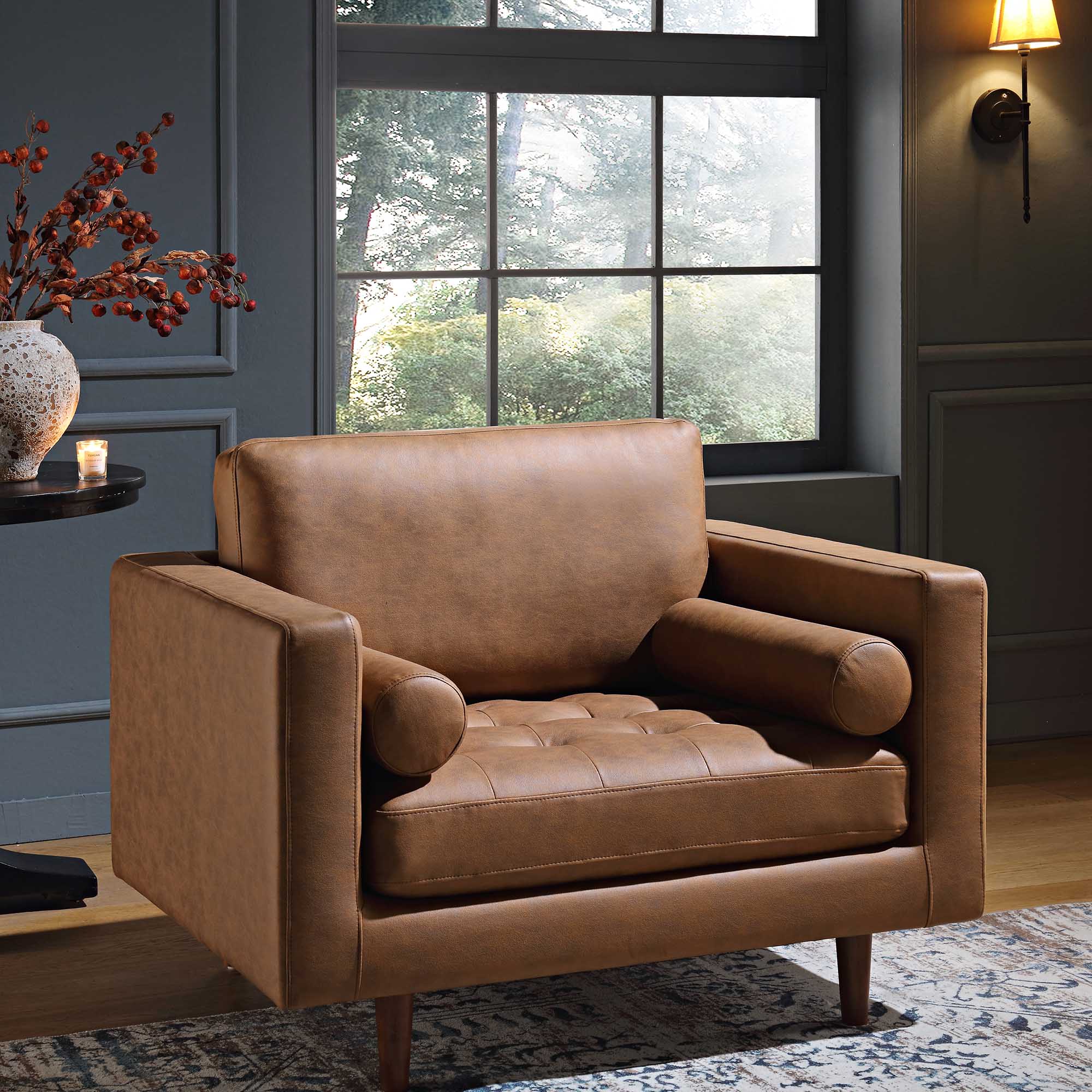 henrietta armchair, tan faux suede henrietta armchair, tan faux suede