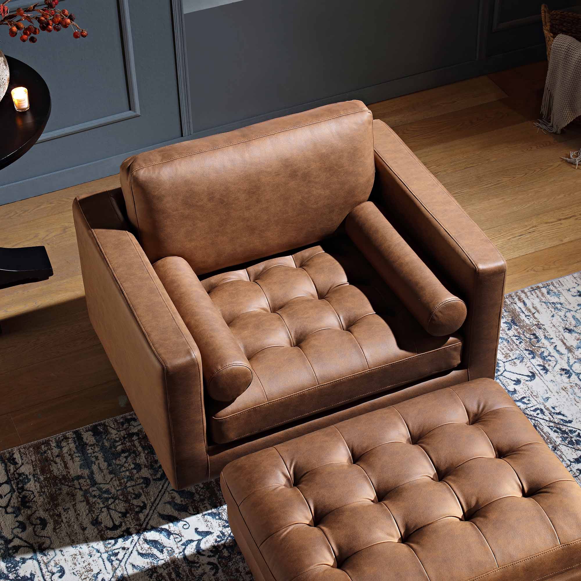 henrietta armchair, tan faux suede henrietta armchair, tan faux suede