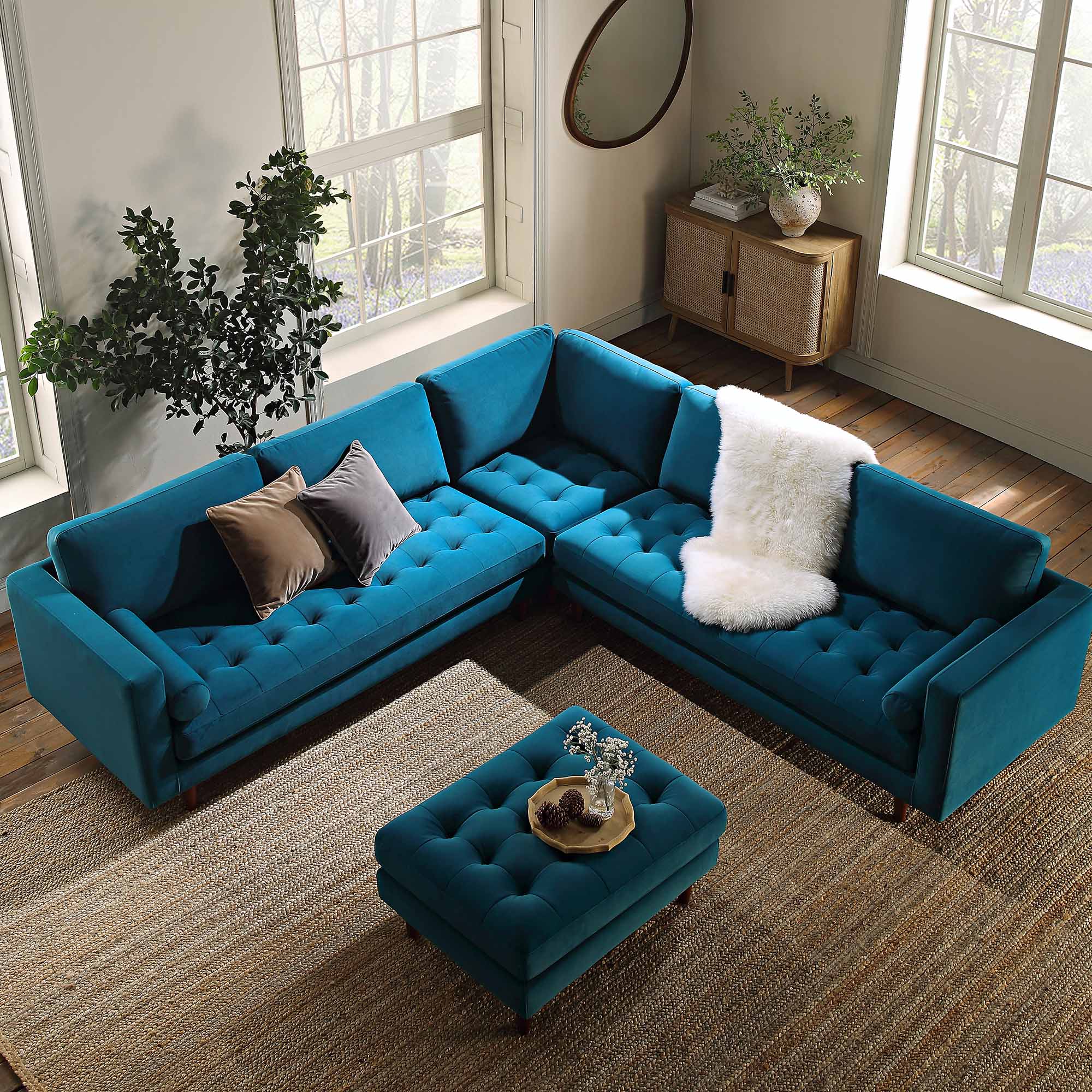 henrietta 5+seater corner sofa, teal velvet henrietta 5+seater corner sofa, teal velvet
