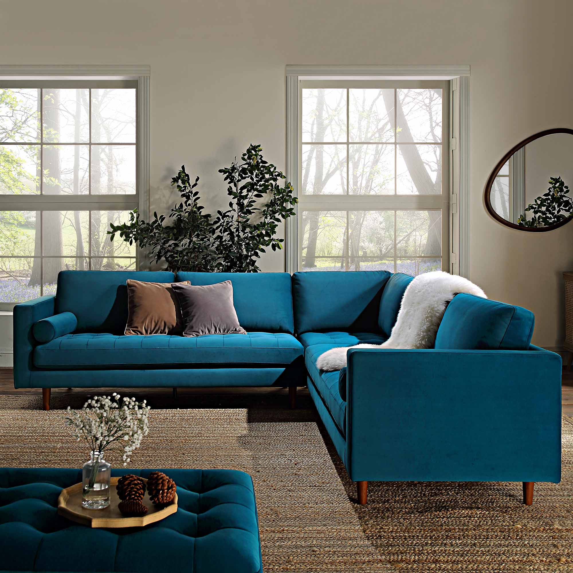 henrietta 5+seater corner sofa, teal velvet henrietta 5+seater corner sofa, teal velvet