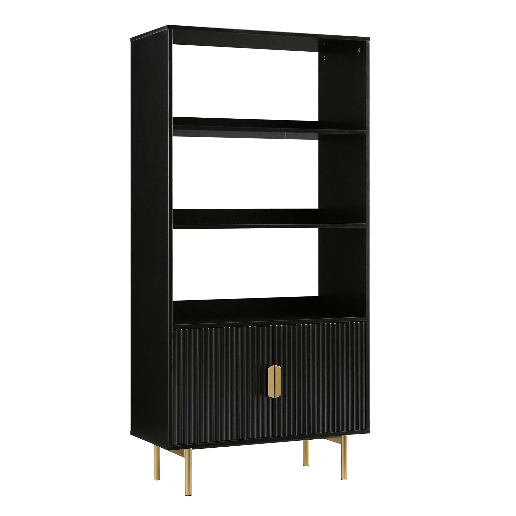 richmond ridged tall bookcase with doors, matte black richmond ridged tall bookcase with doors, matte black