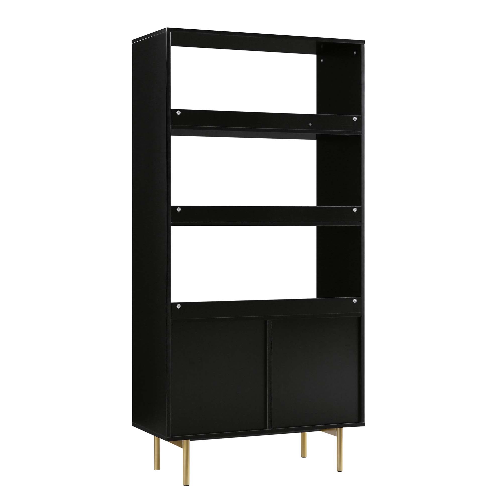 richmond ridged tall bookcase with doors, matte black richmond ridged tall bookcase with doors, matte black