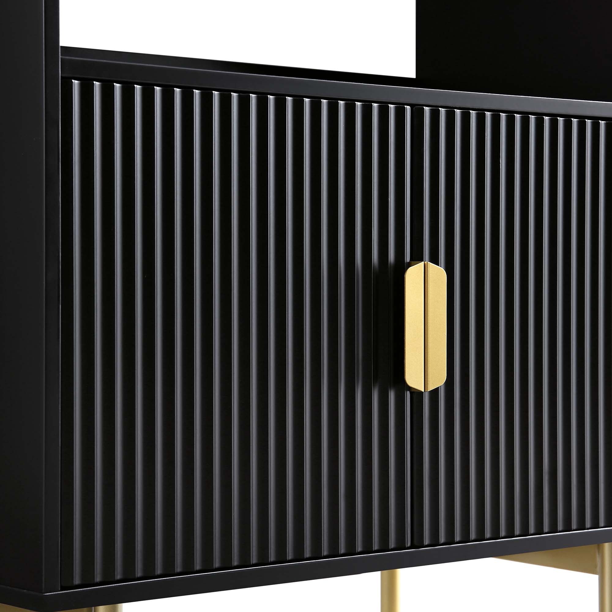 richmond ridged tall bookcase with doors, matte black richmond ridged tall bookcase with doors, matte black