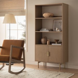 richmond ridged tall bookcase with doors, light ash