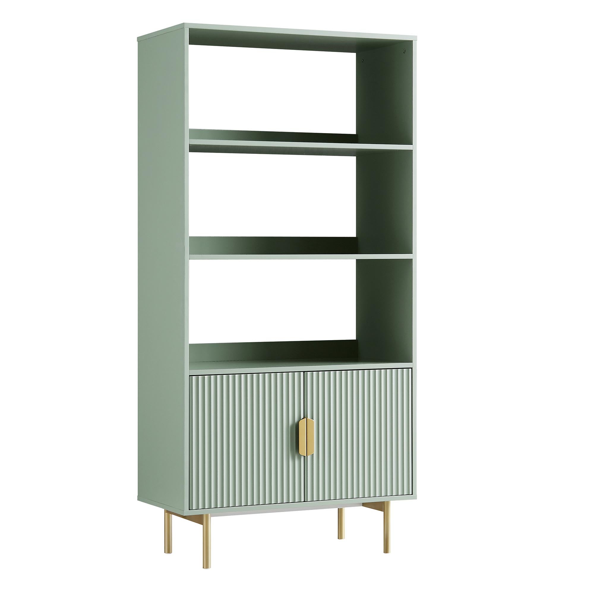 richmond ridged tall bookcase with doors, matte sage green richmond ridged tall bookcase with doors, matte sage green