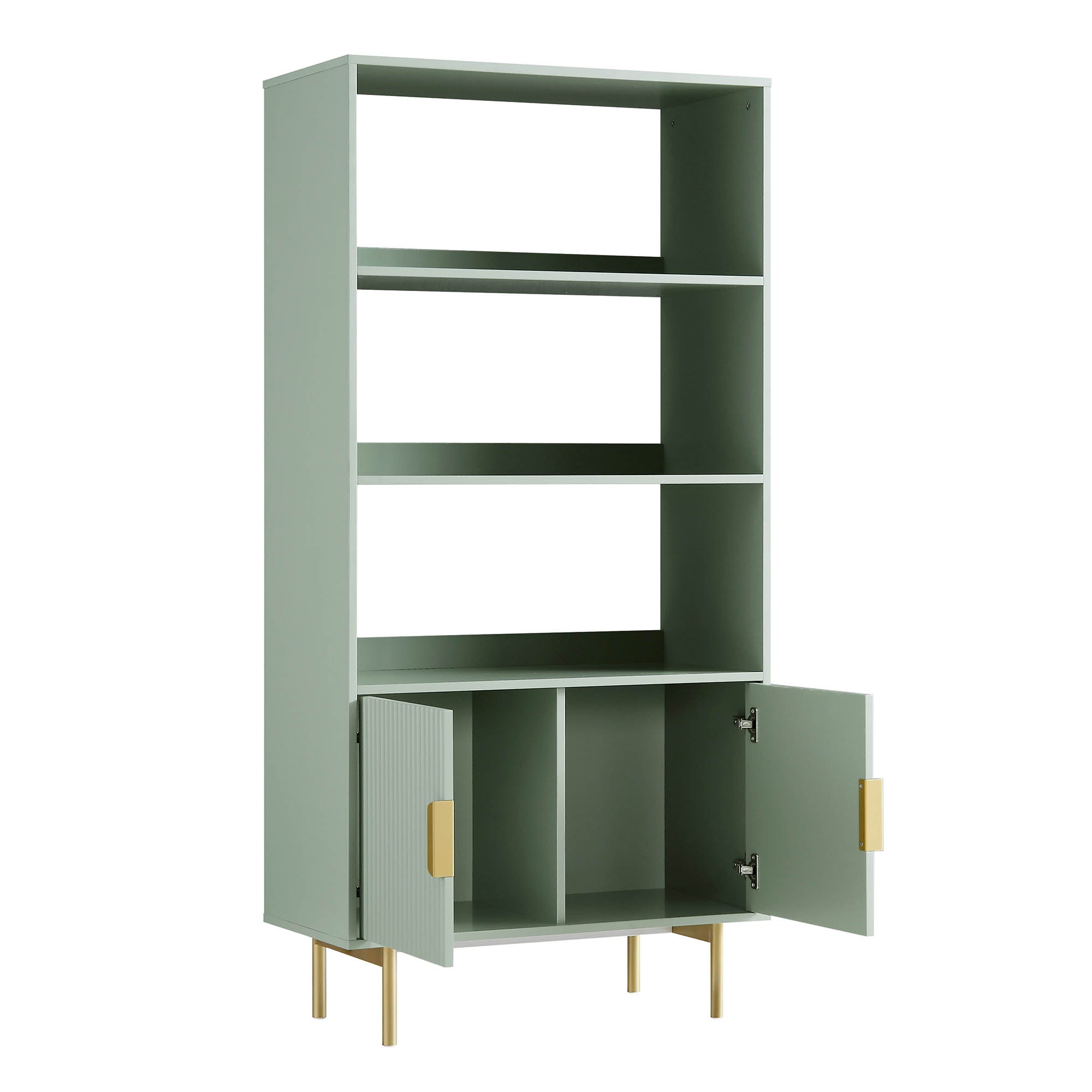 richmond ridged tall bookcase with doors, matte sage green richmond ridged tall bookcase with doors, matte sage green