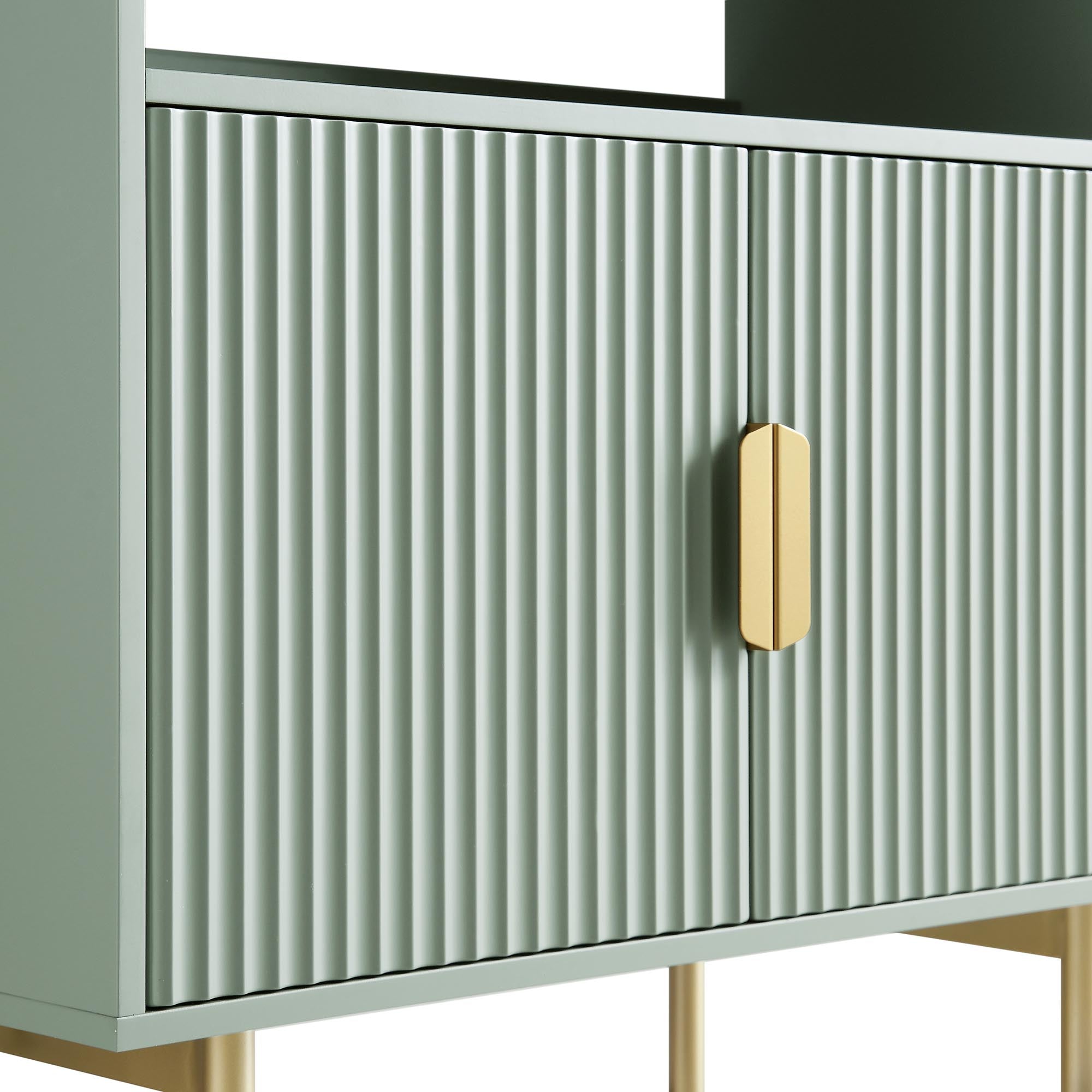 richmond ridged tall bookcase with doors, matte sage green richmond ridged tall bookcase with doors, matte sage green
