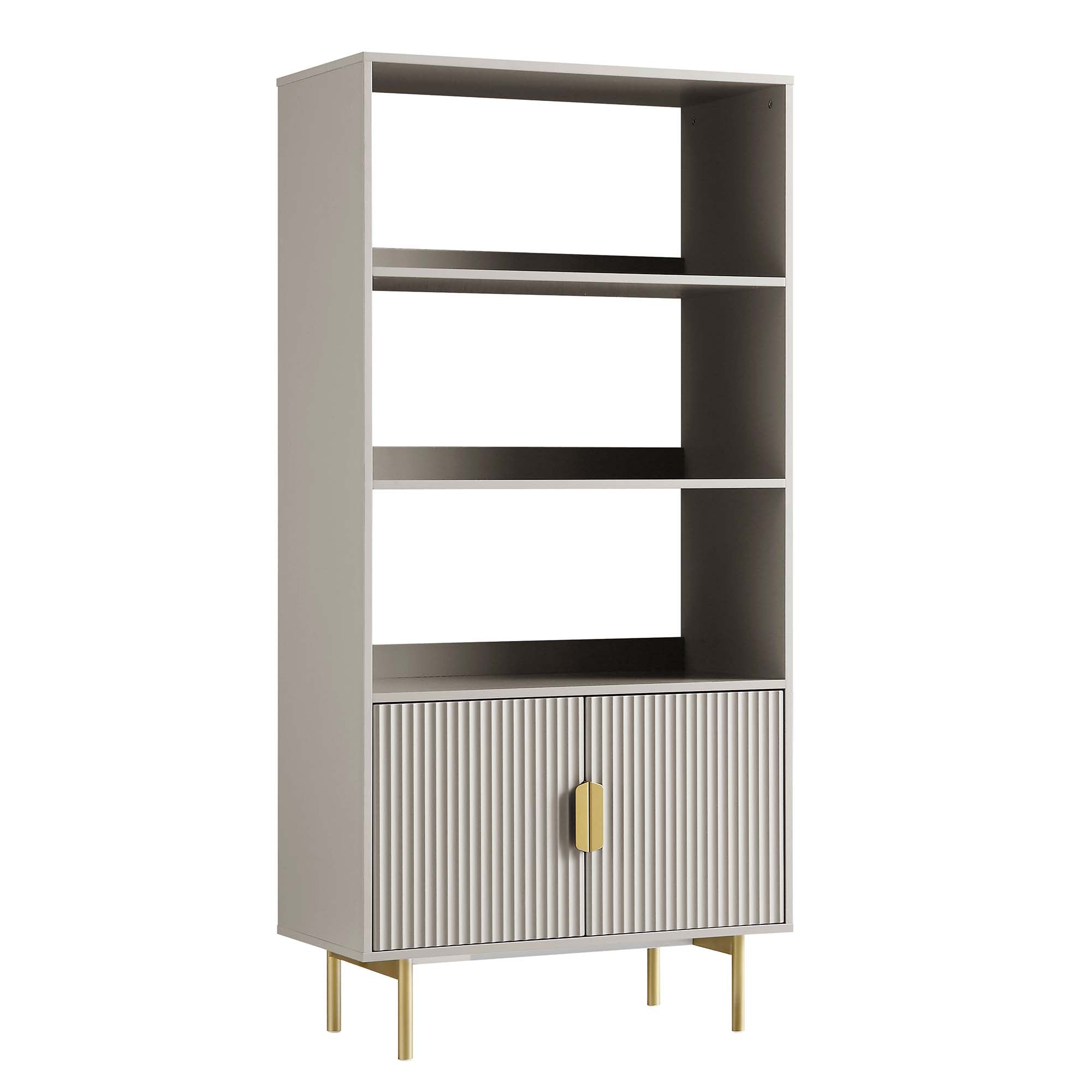 richmond ridged tall bookcase with doors, matte taupe richmond ridged tall bookcase with doors, matte taupe