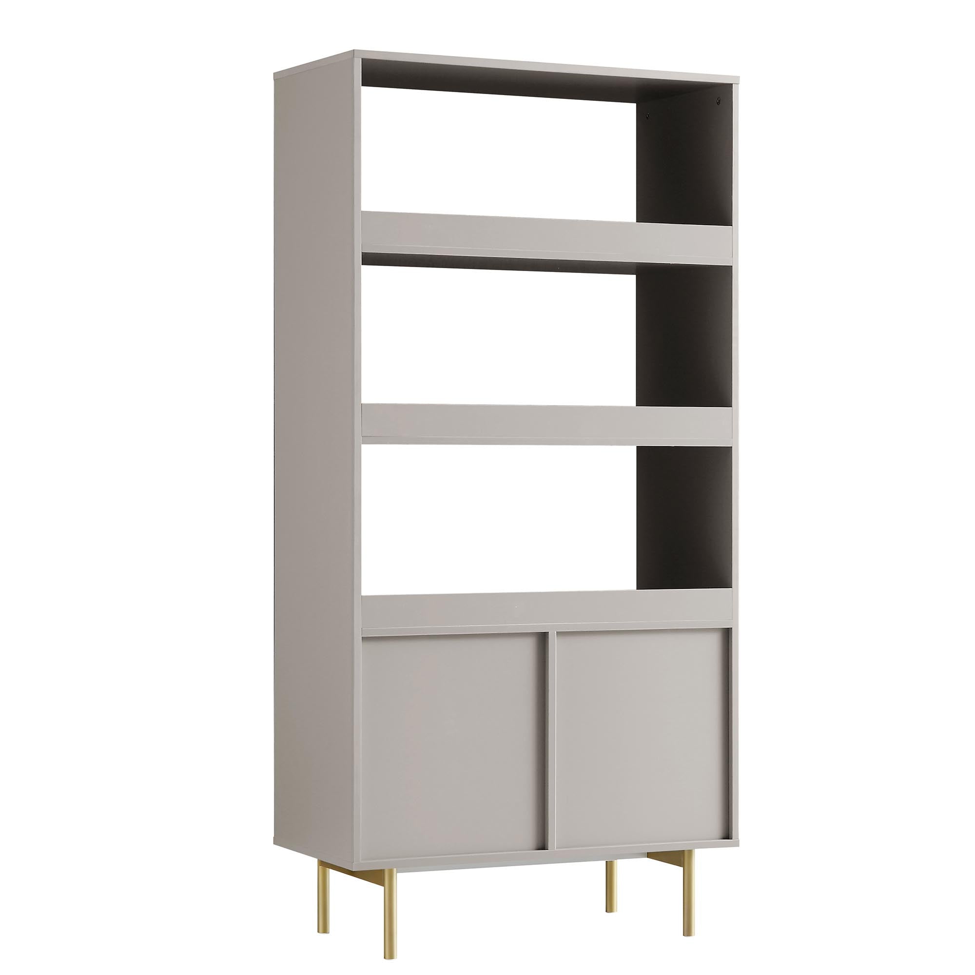 richmond ridged tall bookcase with doors, matte taupe richmond ridged tall bookcase with doors, matte taupe