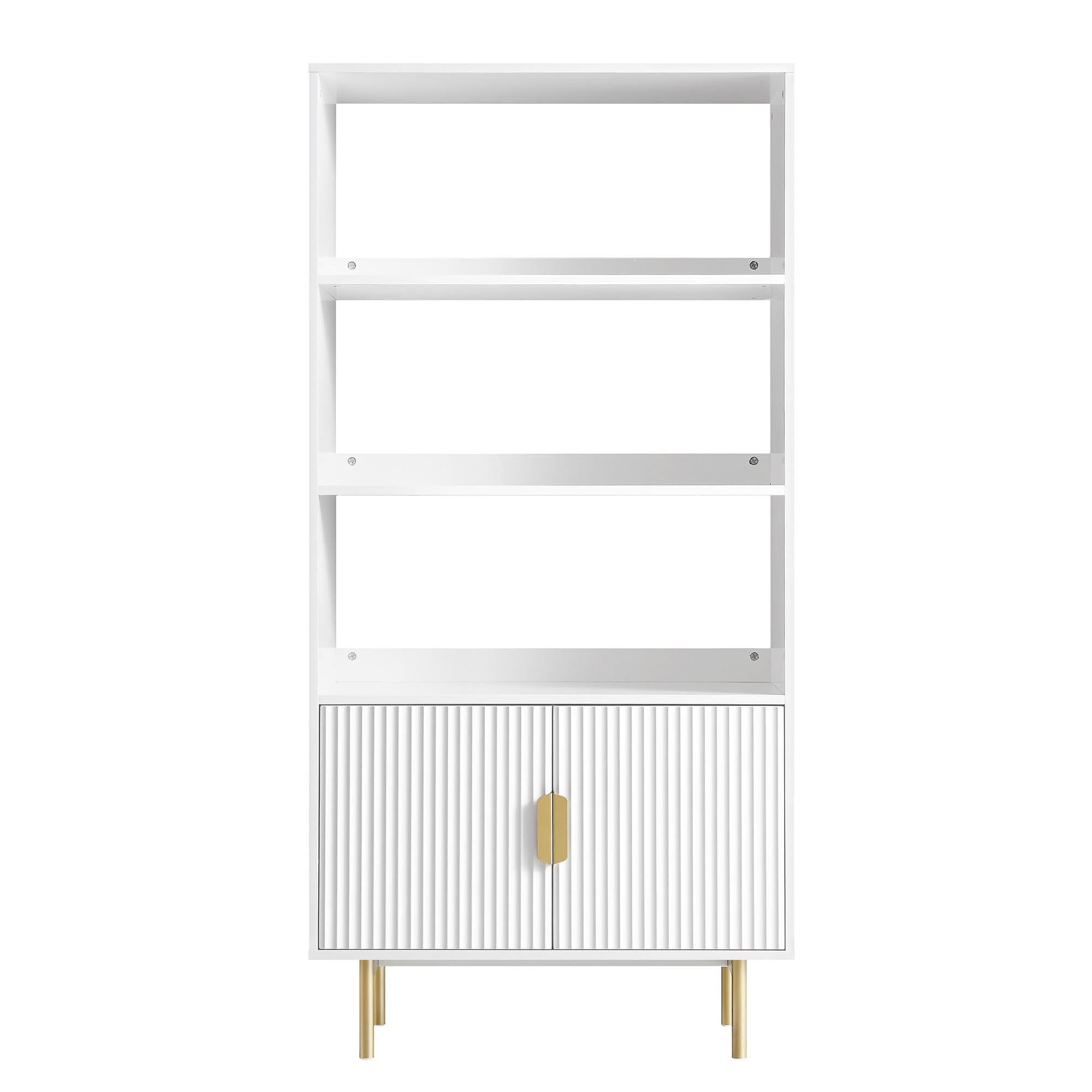 richmond ridged tall bookcase with doors, matte white richmond ridged tall bookcase with doors, matte white