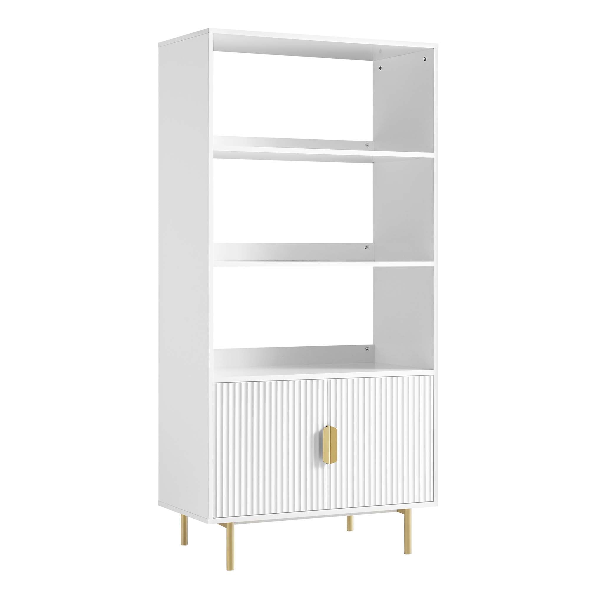 richmond ridged tall bookcase with doors, matte white richmond ridged tall bookcase with doors, matte white
