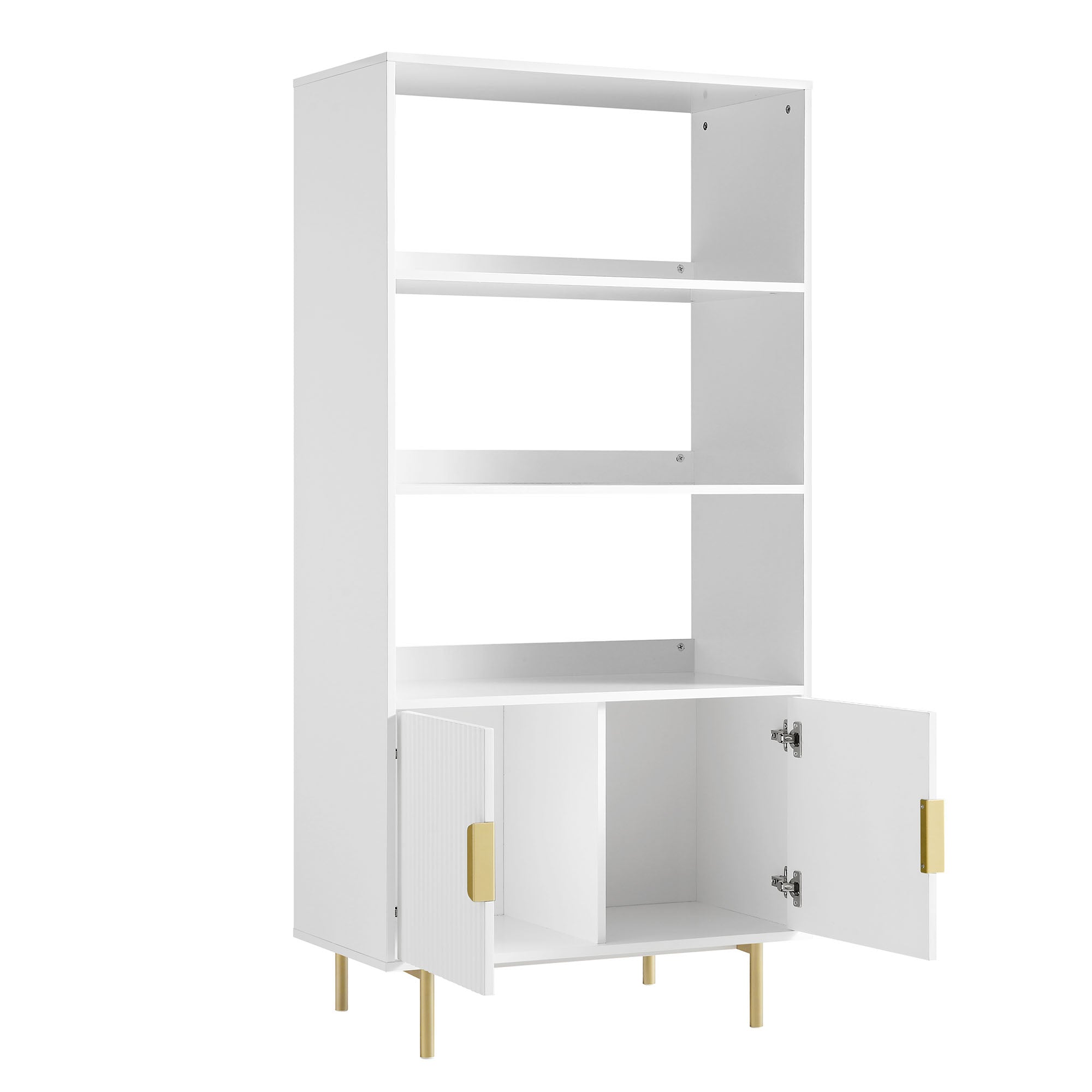 richmond ridged tall bookcase with doors, matte white richmond ridged tall bookcase with doors, matte white
