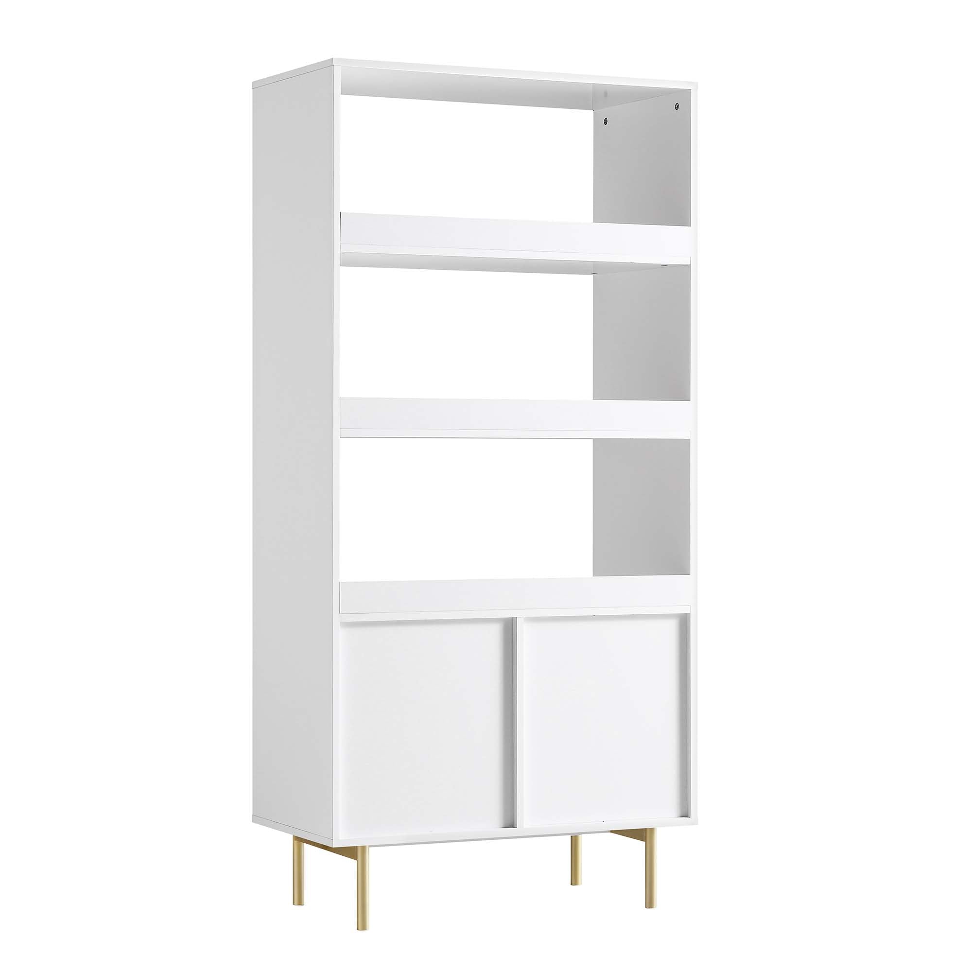 richmond ridged tall bookcase with doors, matte white richmond ridged tall bookcase with doors, matte white