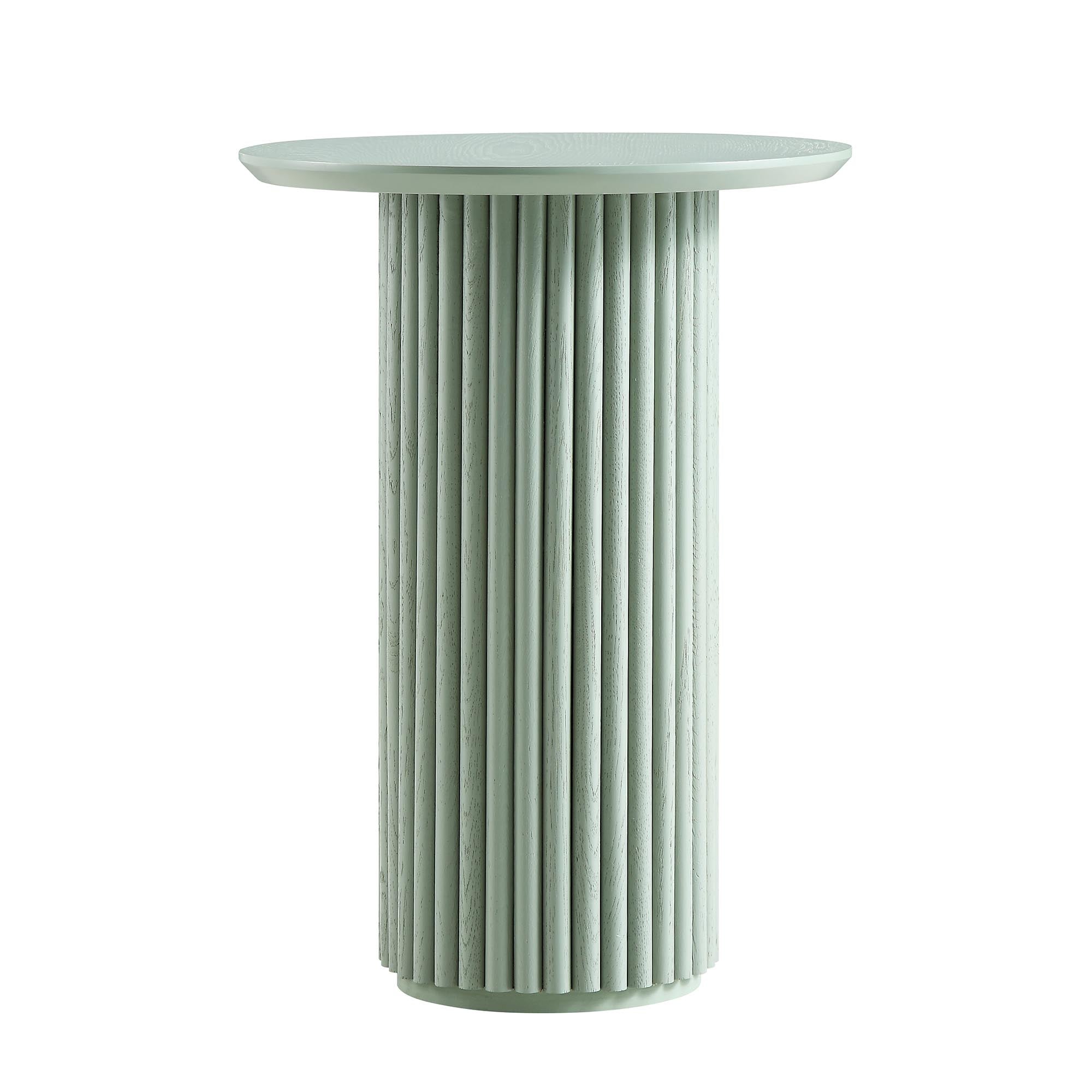 maru oak round side table, sage green maru oak round side table, sage green
