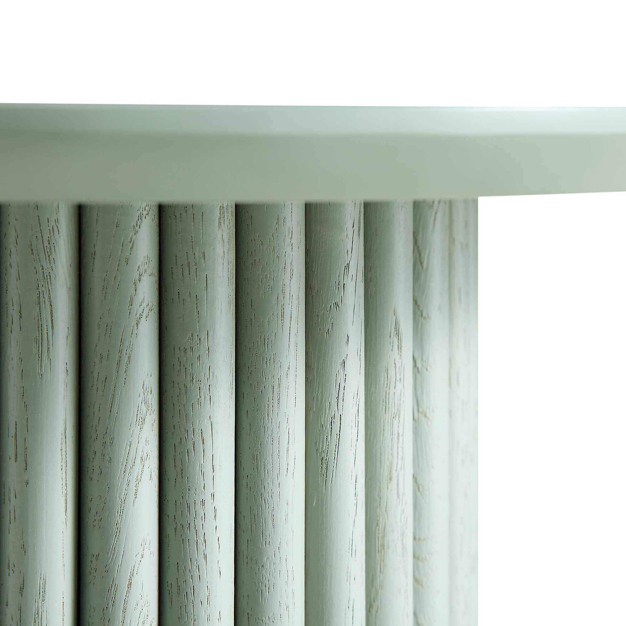 maru oak round side table, sage green maru oak round side table, sage green