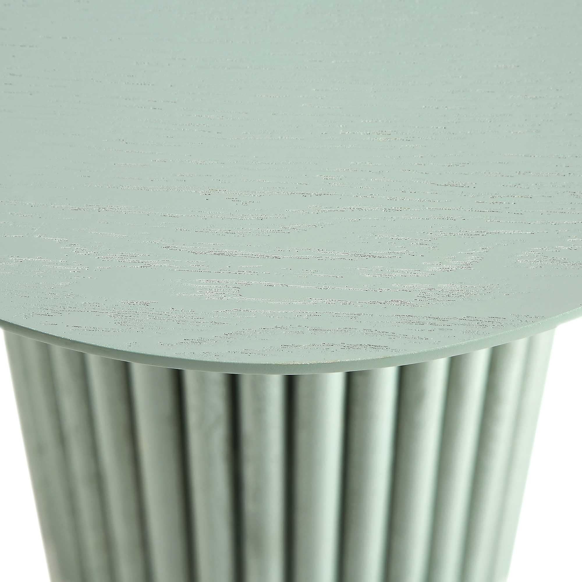 maru oak round side table, sage green maru oak round side table, sage green