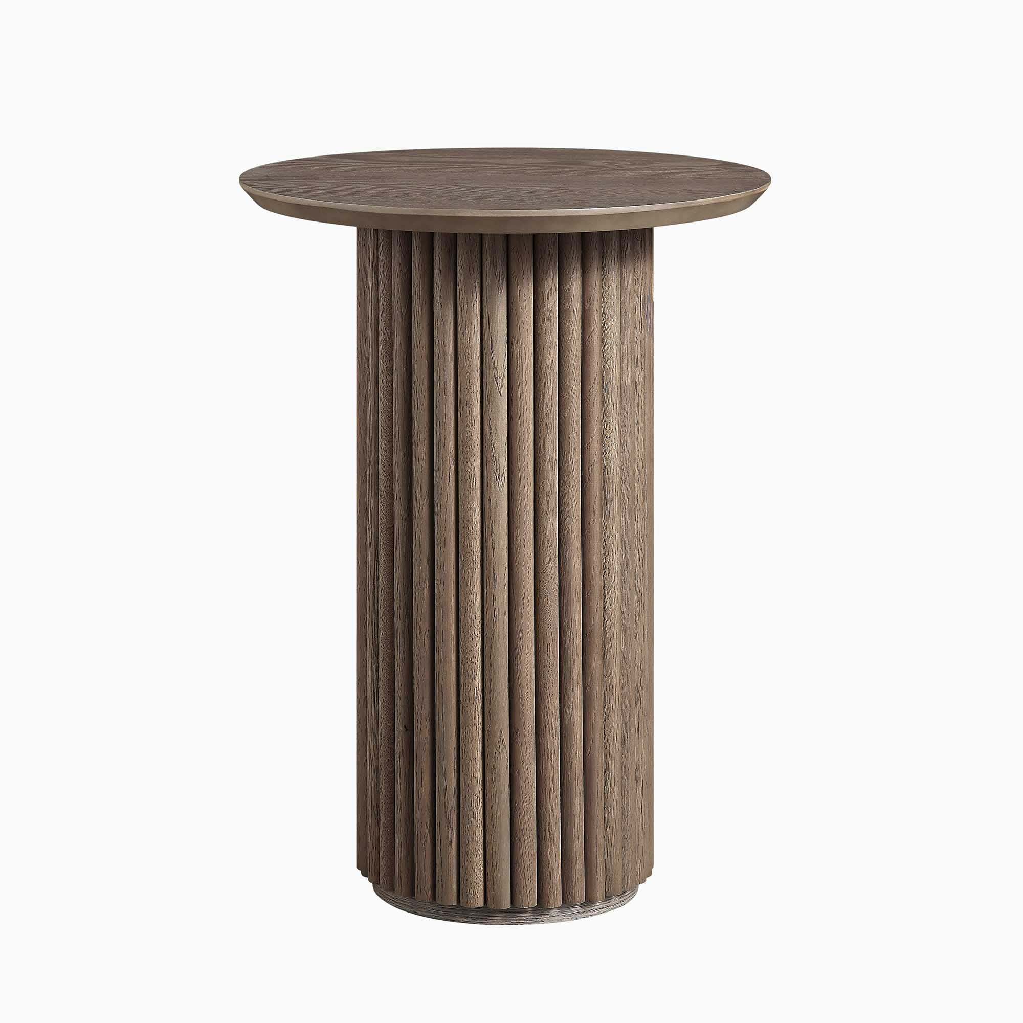 maru oak round side table, silver oak maru oak round side table, silver oak
