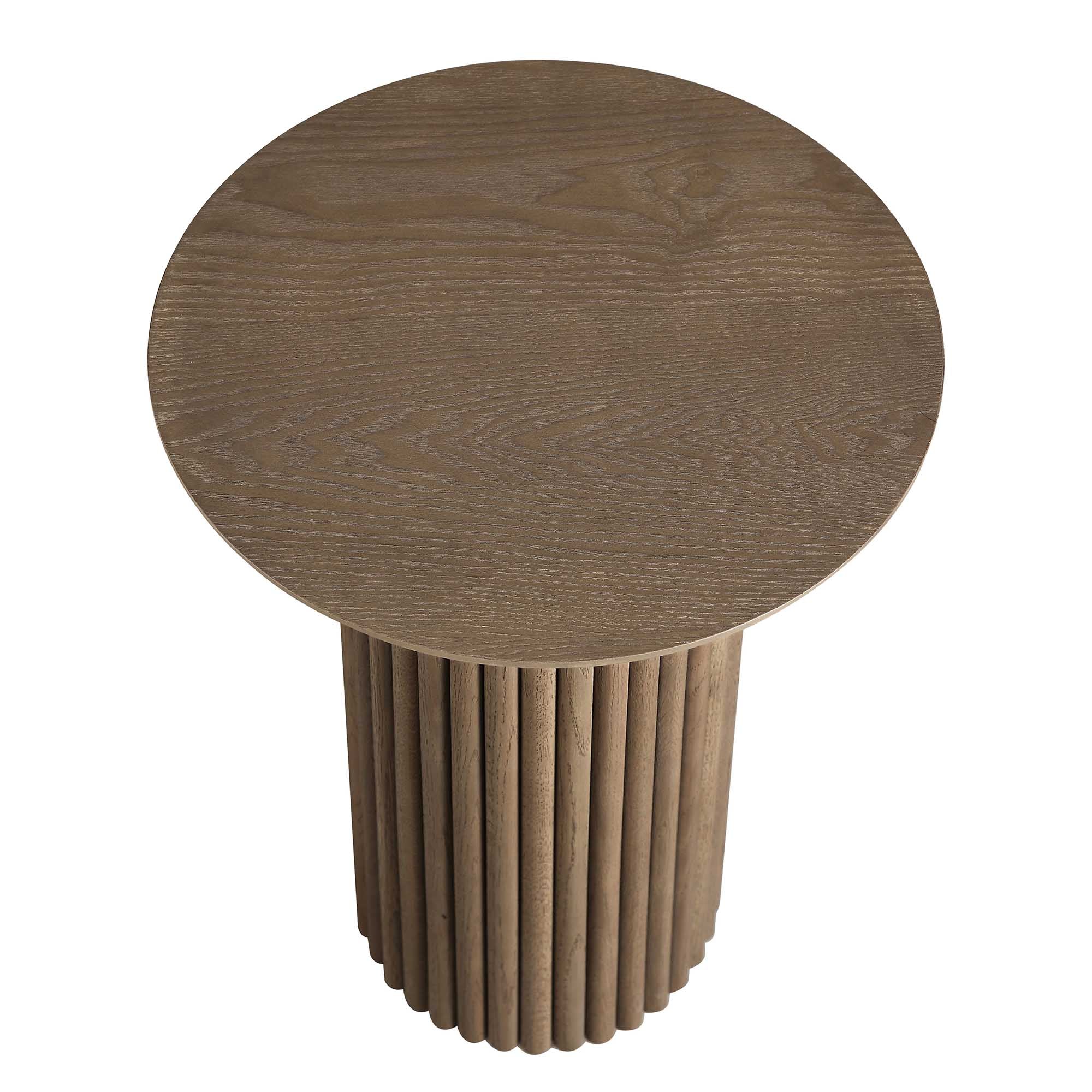 maru oak round side table, silver oak maru oak round side table, silver oak