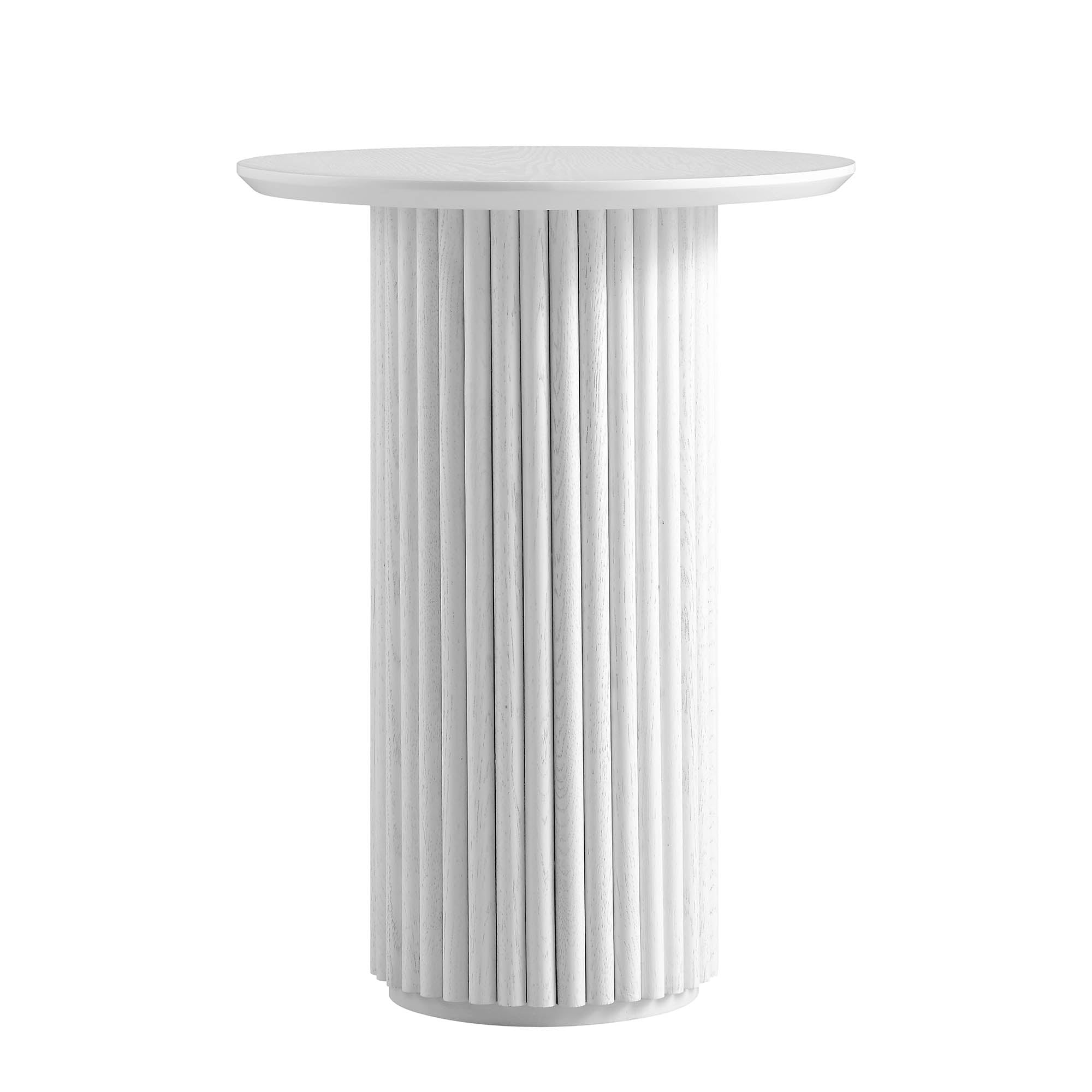 maru oak round side table, washed white maru oak round side table, washed white