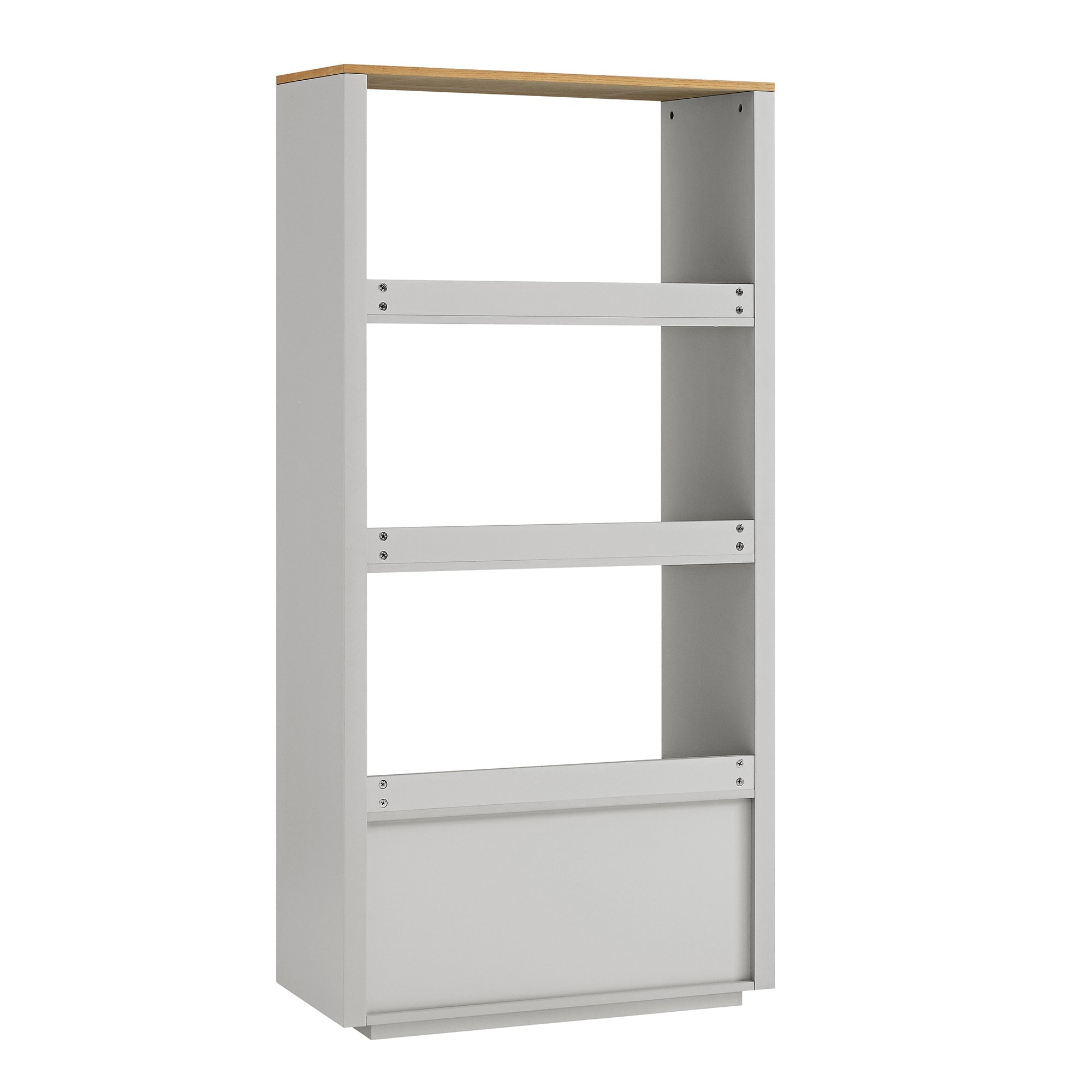 agnes curved edge bookcase, dove gray with oak top agnes curved edge bookcase, dove gray with oak top