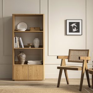 Home agnes curved edge bookcase, natural