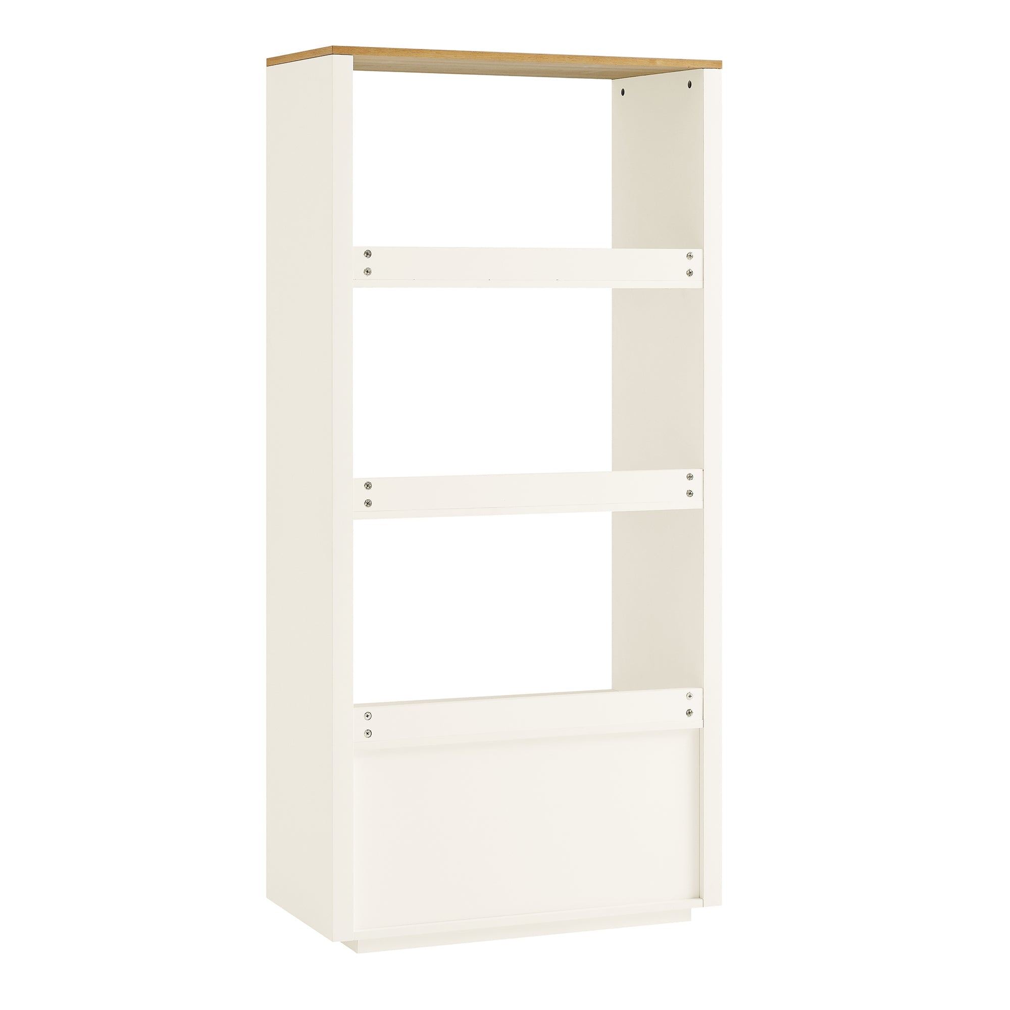 agnes curved edge bookcase, off white with oak top agnes curved edge bookcase, off white with oak top