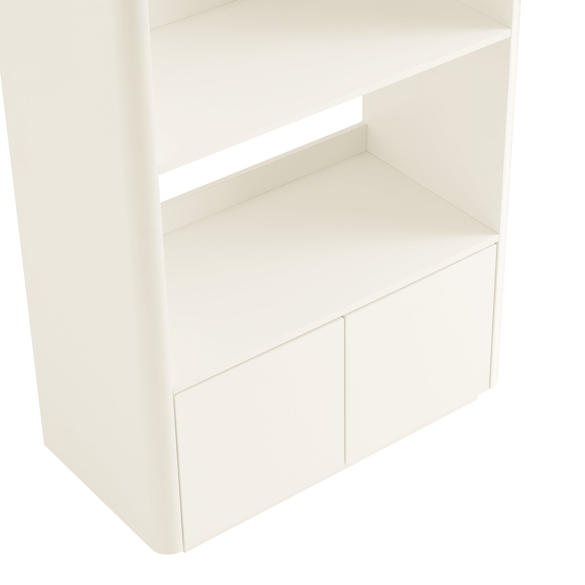 agnes curved edge bookcase, off white with oak top agnes curved edge bookcase, off white with oak top