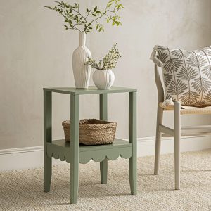 henley scalloped edge side table, sage green