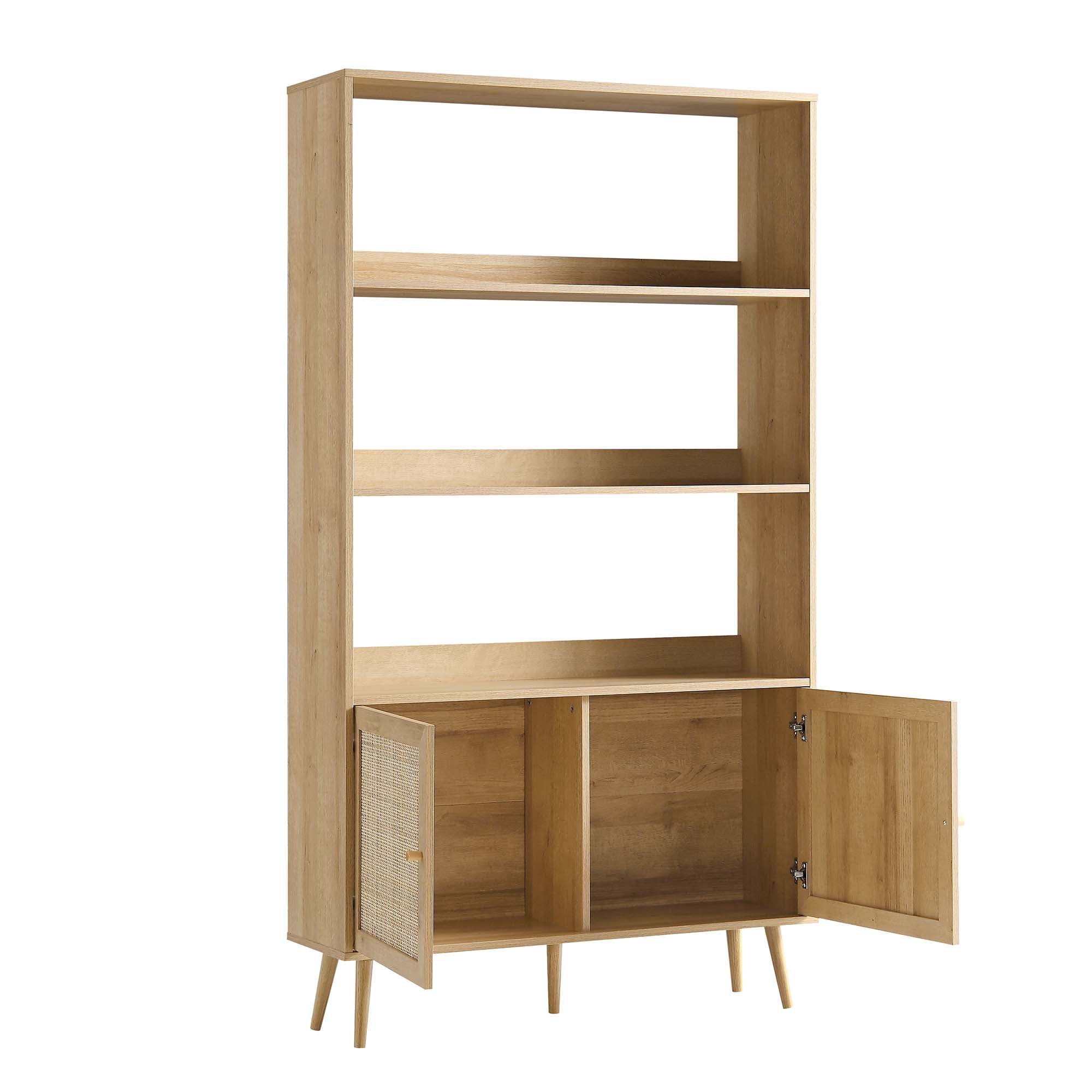 frances woven rattan bookcase with doors, natural frances woven rattan bookcase with doors, natural