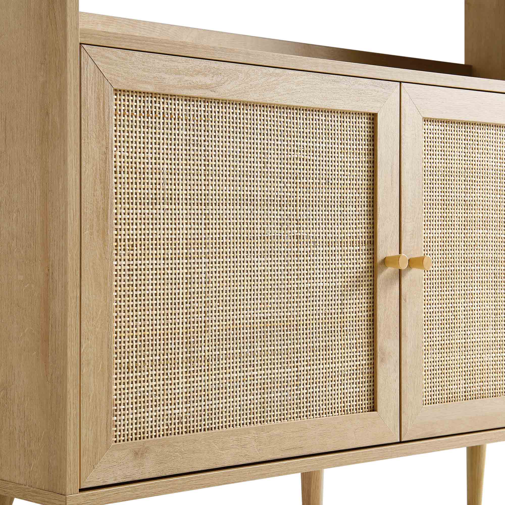 frances woven rattan bookcase with doors, natural frances woven rattan bookcase with doors, natural