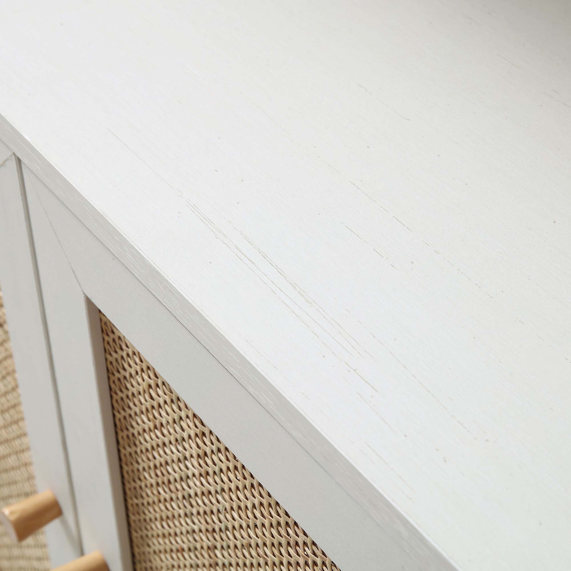 frances woven rattan bookcase with doors, white frances woven rattan bookcase with doors, white
