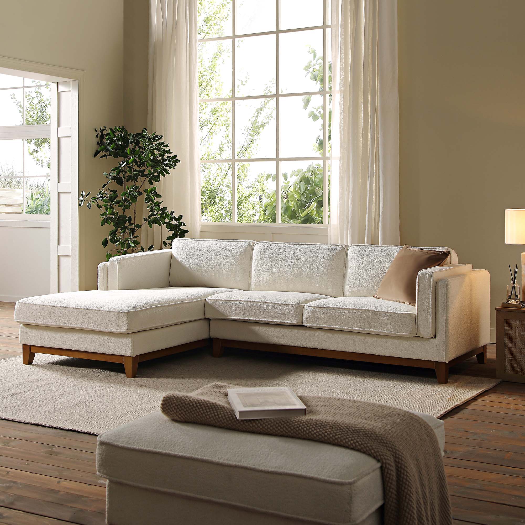 dipley beige boucle fabric sofa, grande chaise sofa left hand facing dipley beige boucle fabric sofa, grande chaise sofa left hand facing