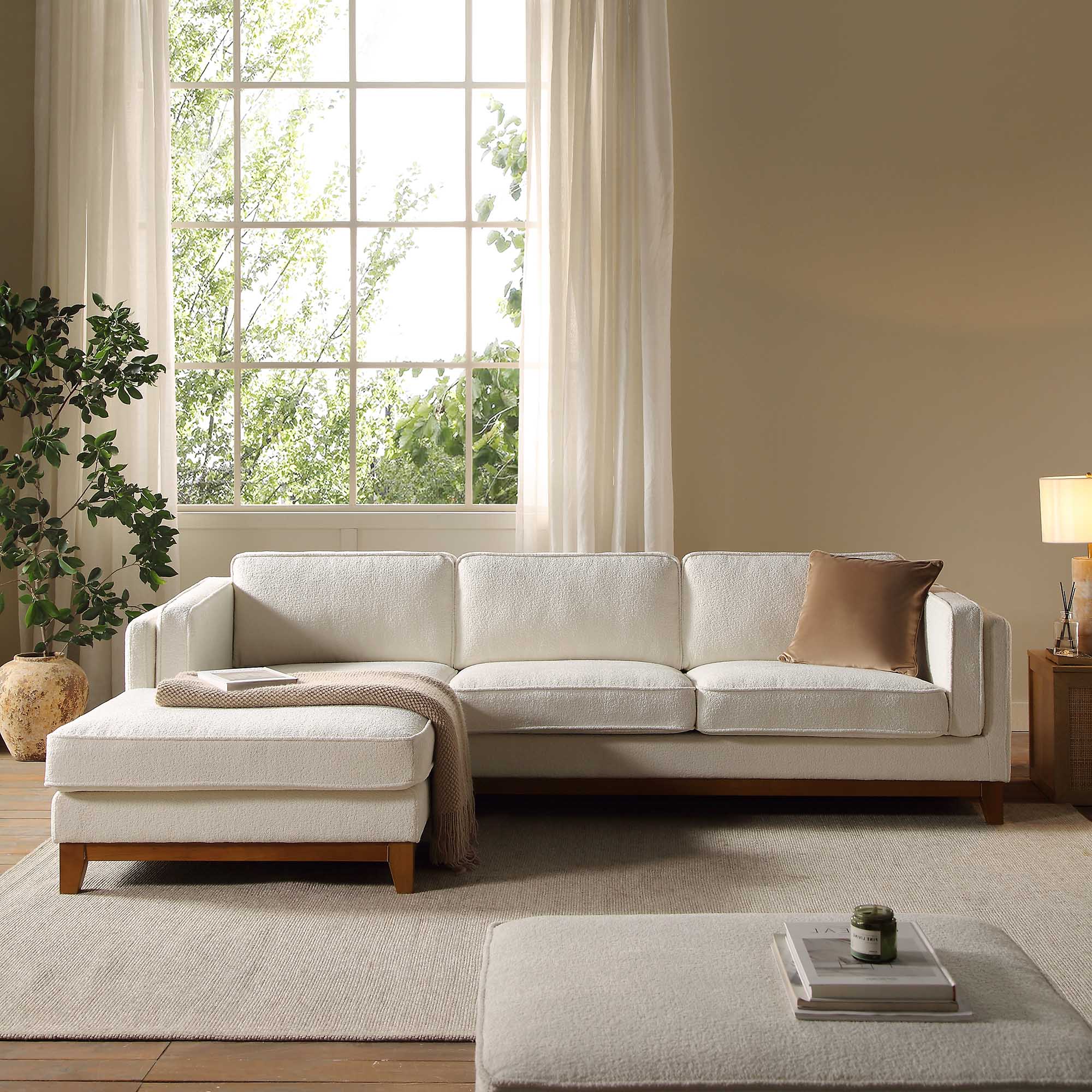 dipley beige boucle fabric sofa, grande chaise sofa left hand facing dipley beige boucle fabric sofa, grande chaise sofa left hand facing