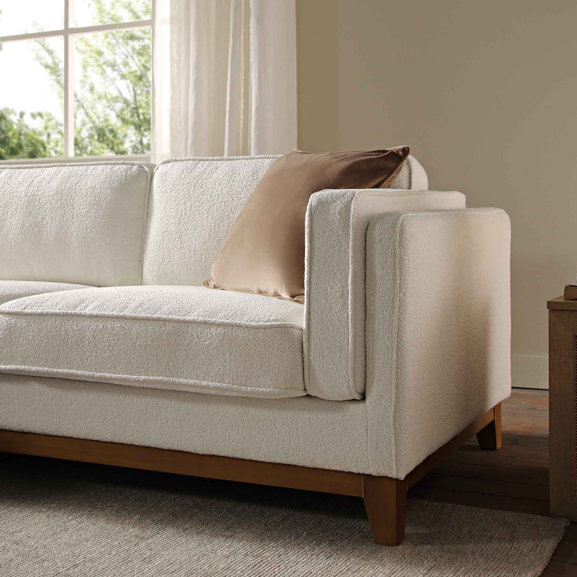dipley beige boucle fabric sofa, grande chaise sofa left hand facing dipley beige boucle fabric sofa, grande chaise sofa left hand facing