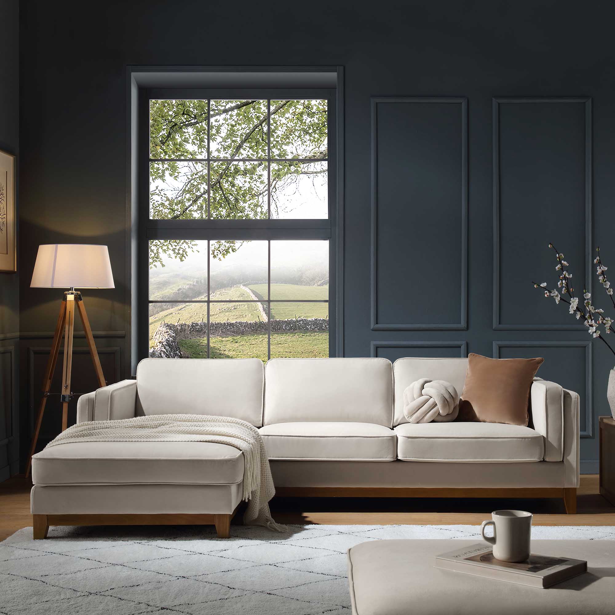 dipley champagne velvet sofa, grande chaise sofa left hand facing dipley champagne velvet sofa, grande chaise sofa left hand facing