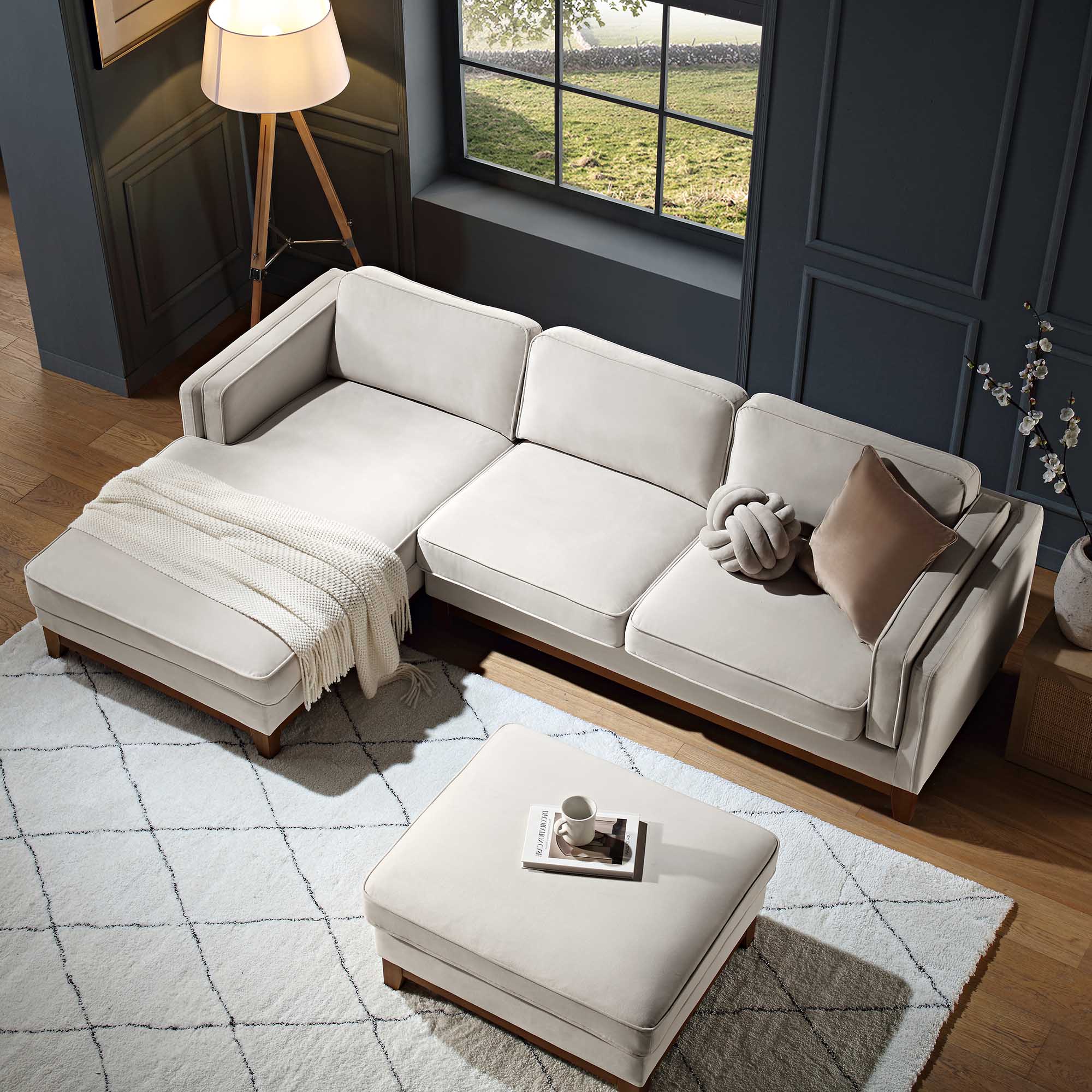 dipley champagne velvet sofa, grande chaise sofa left hand facing dipley champagne velvet sofa, grande chaise sofa left hand facing