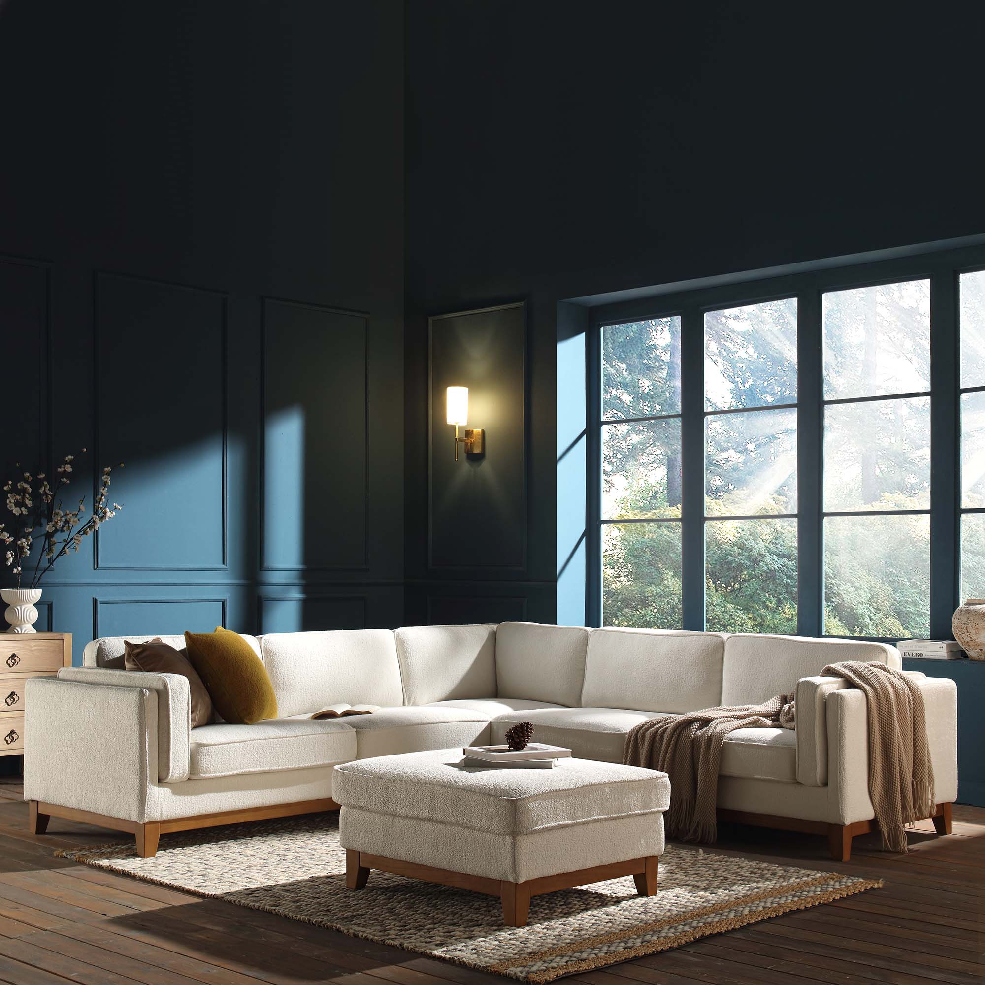 dipley beige boucle fabric grande corner sofa dipley beige boucle fabric grande corner sofa