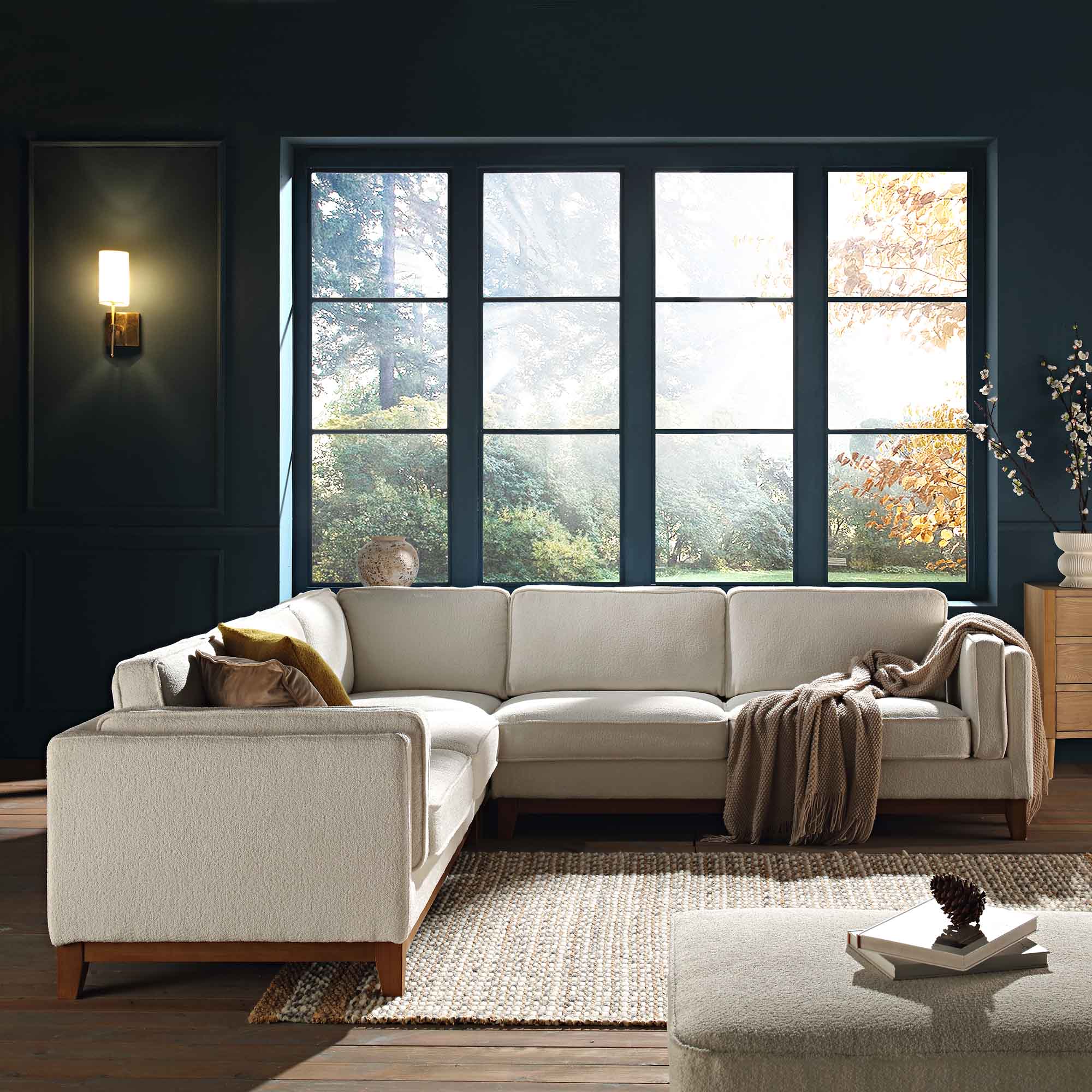 dipley beige boucle fabric grande corner sofa dipley beige boucle fabric grande corner sofa